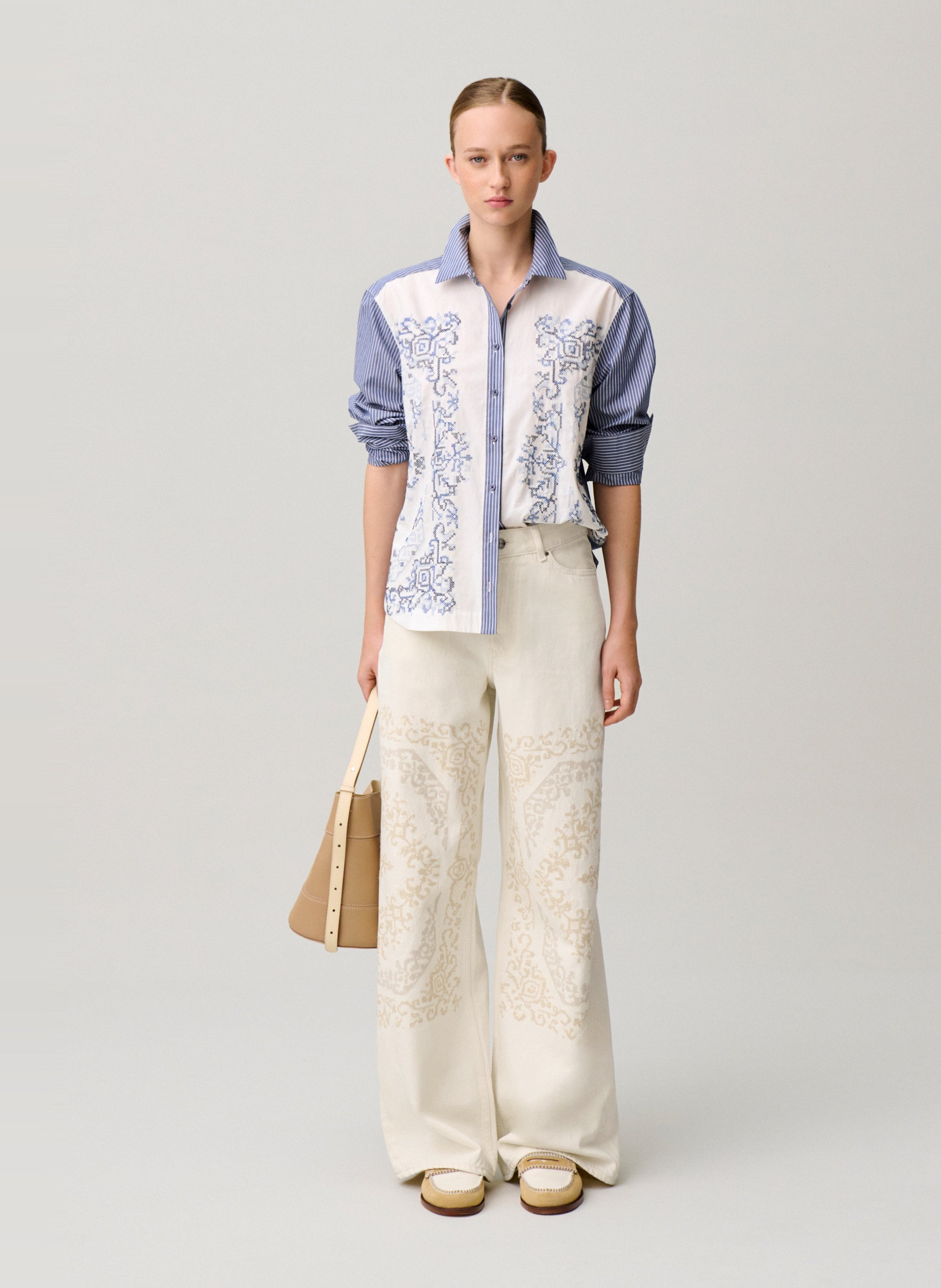 Jean droit en coton CLAUDIE PIERLOT Beige