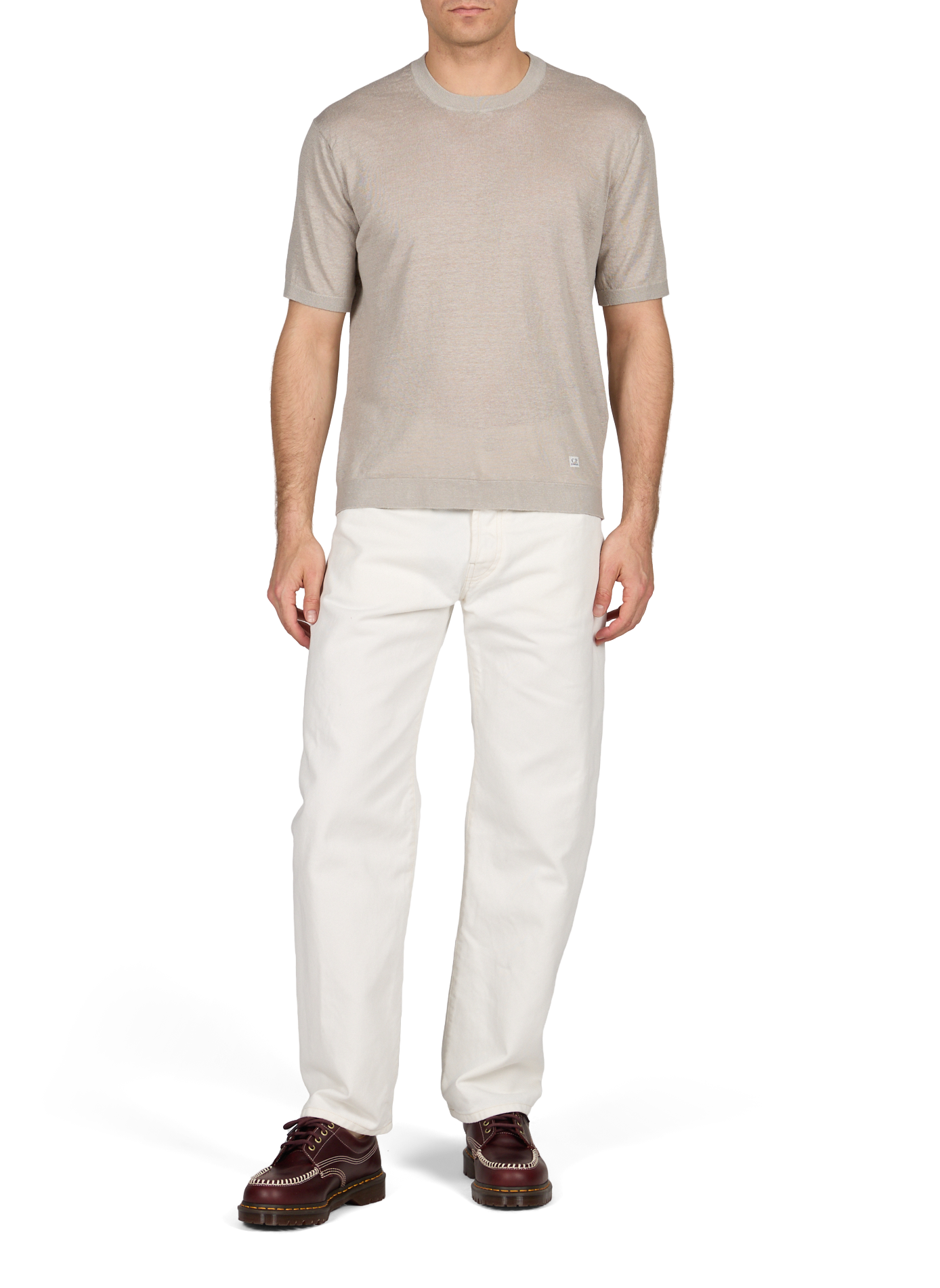 Short-sleeve linen sweater | Grey CP COMPANY Men