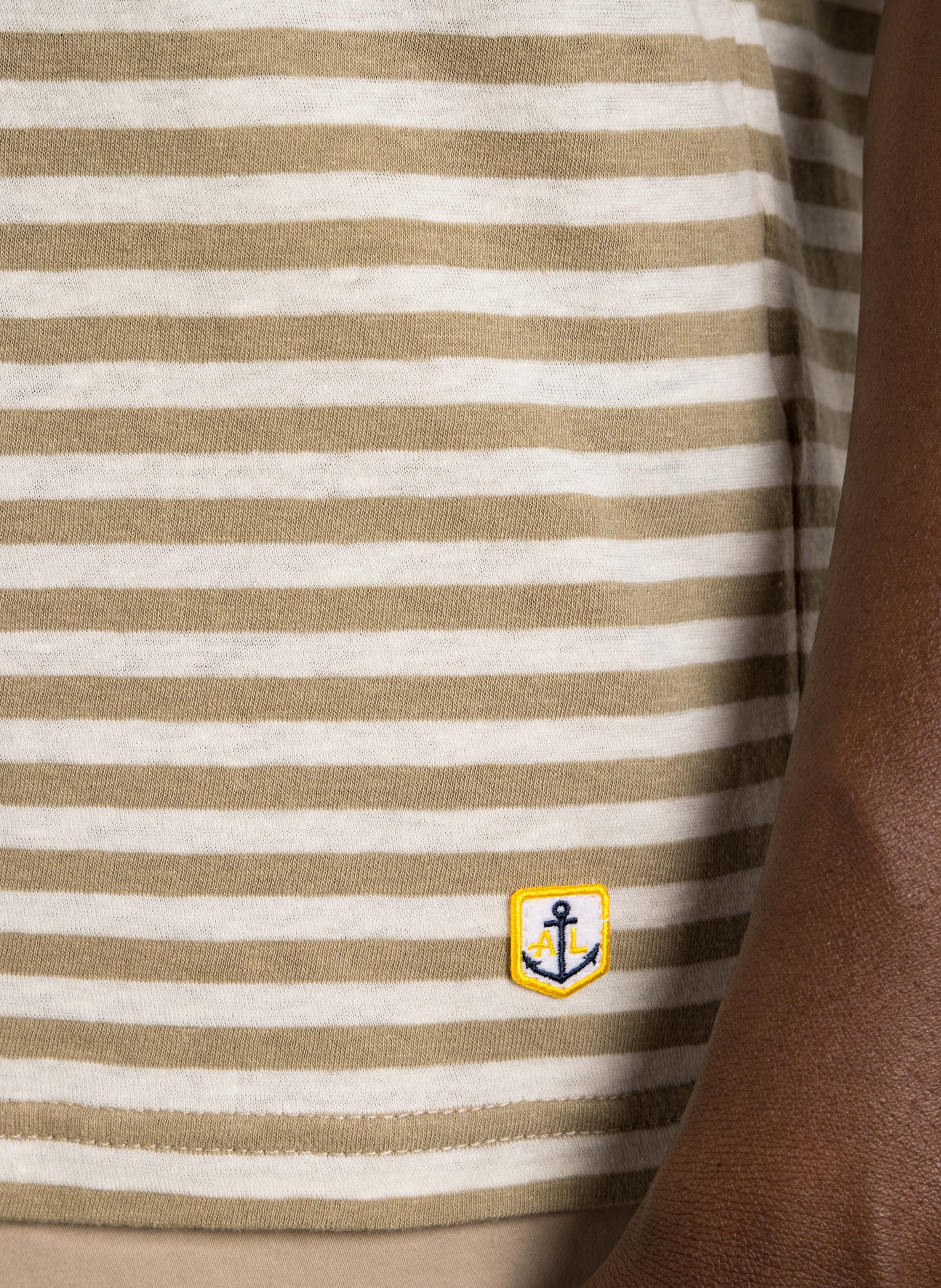 Round neck regular-fit striped T-shirt in mixed cotton ARMOR-LUX Beige