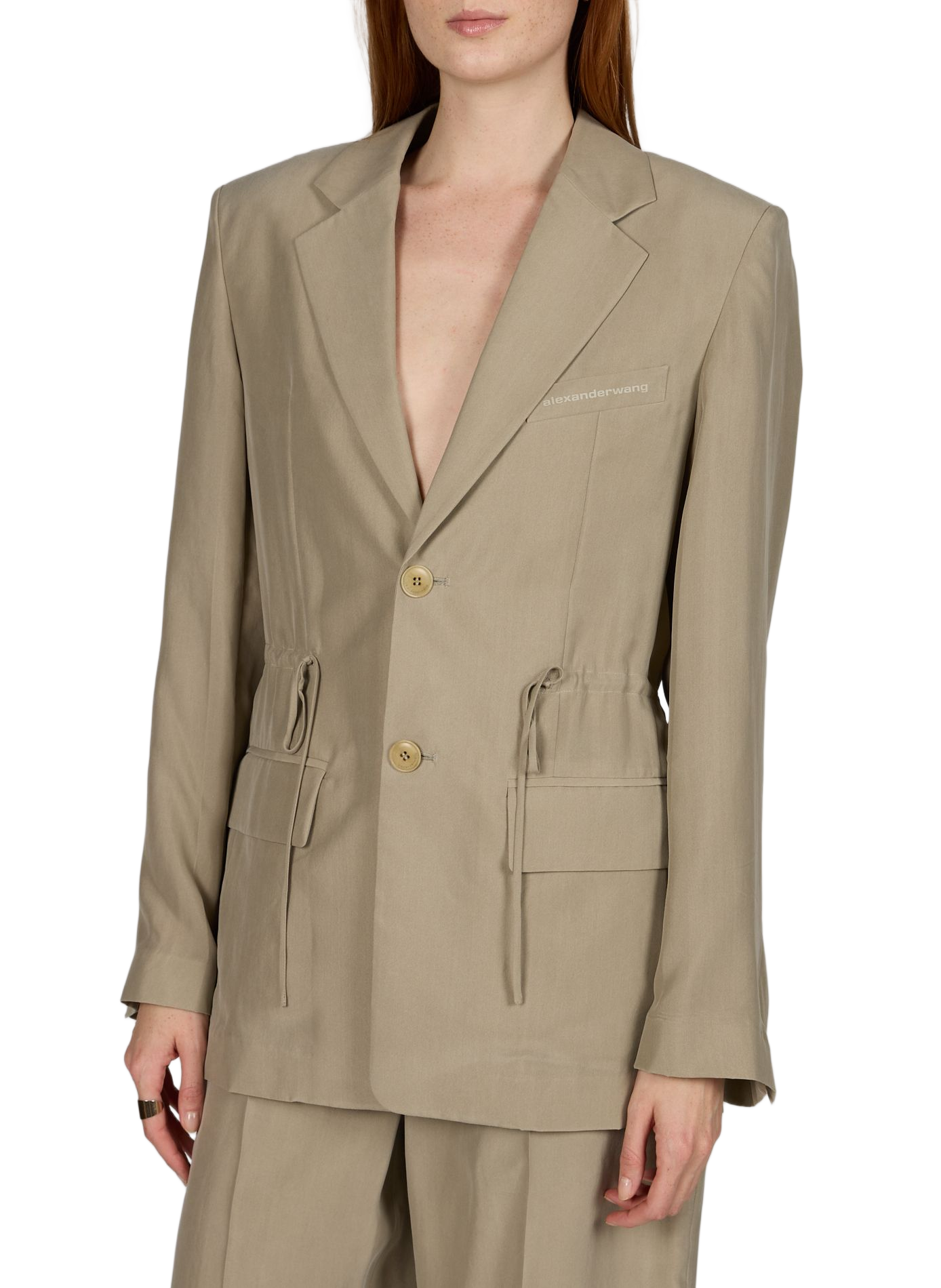 Blazer cintré léger en soie ALEXANDER WANG Blanc