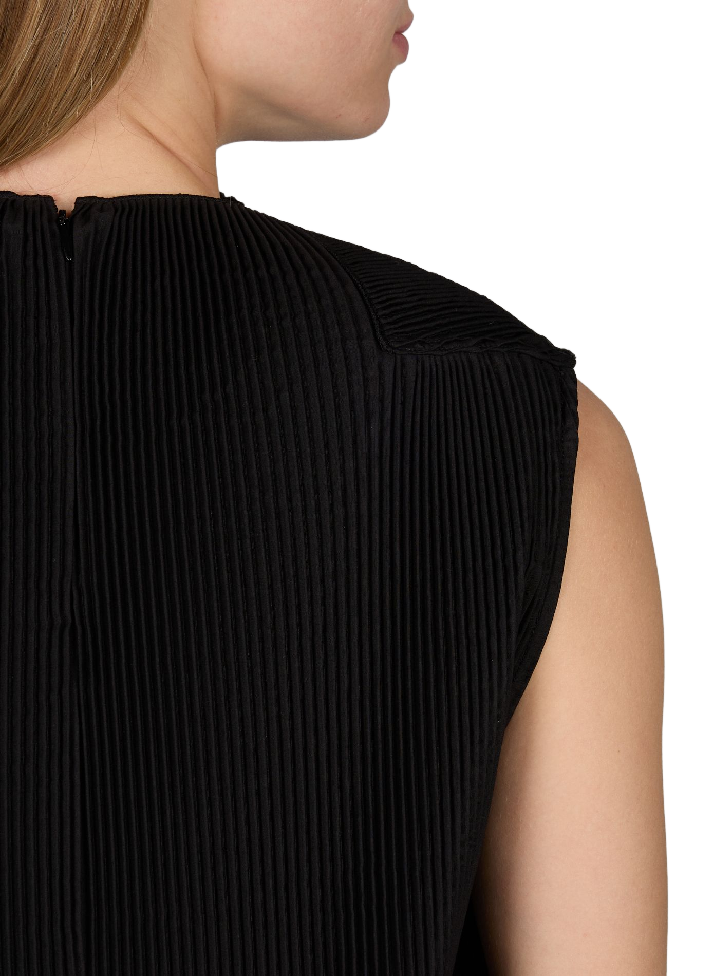 Top plisado sin mangas Negro