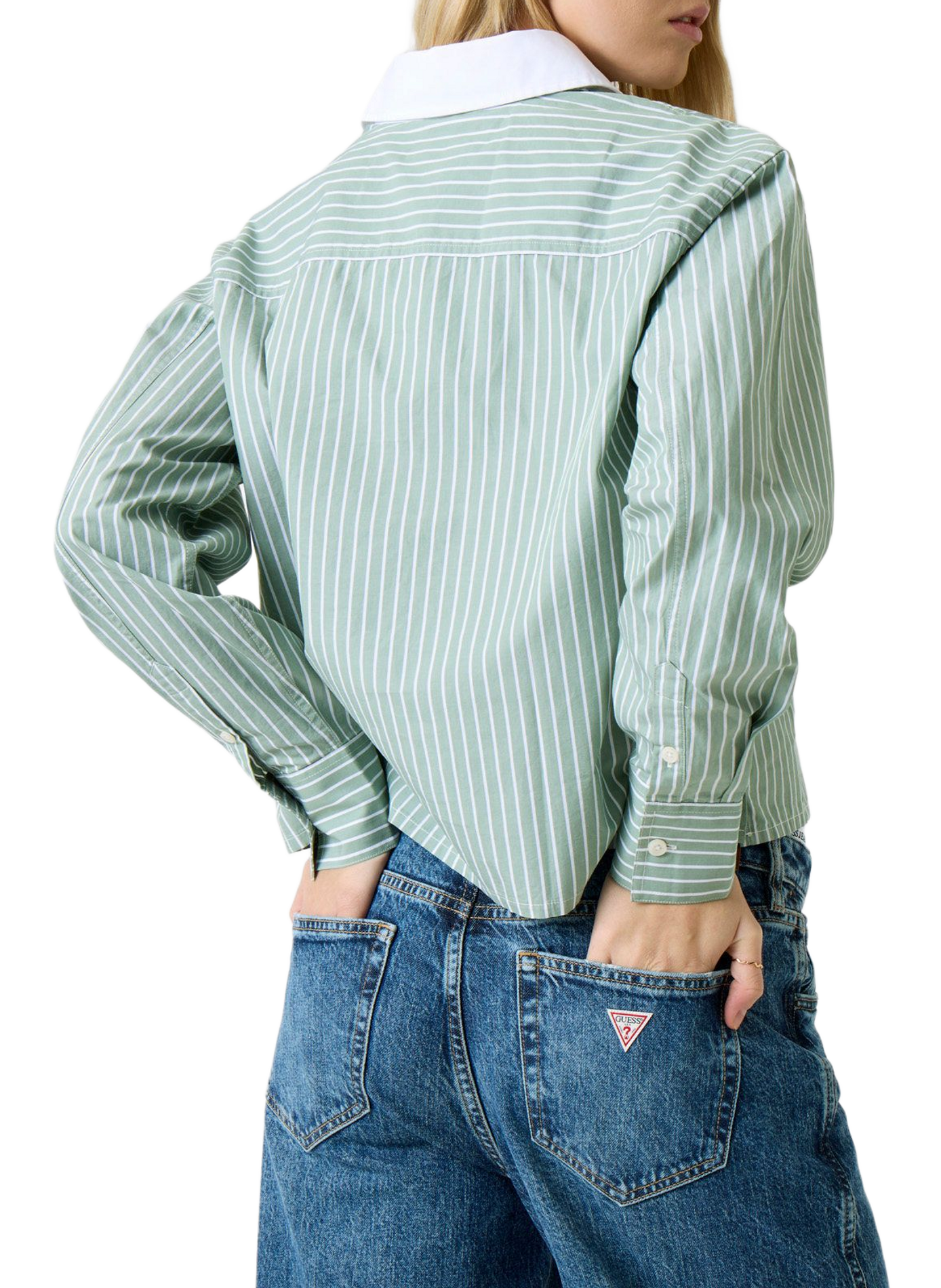 Short plaid cotton shirt GUESS Green