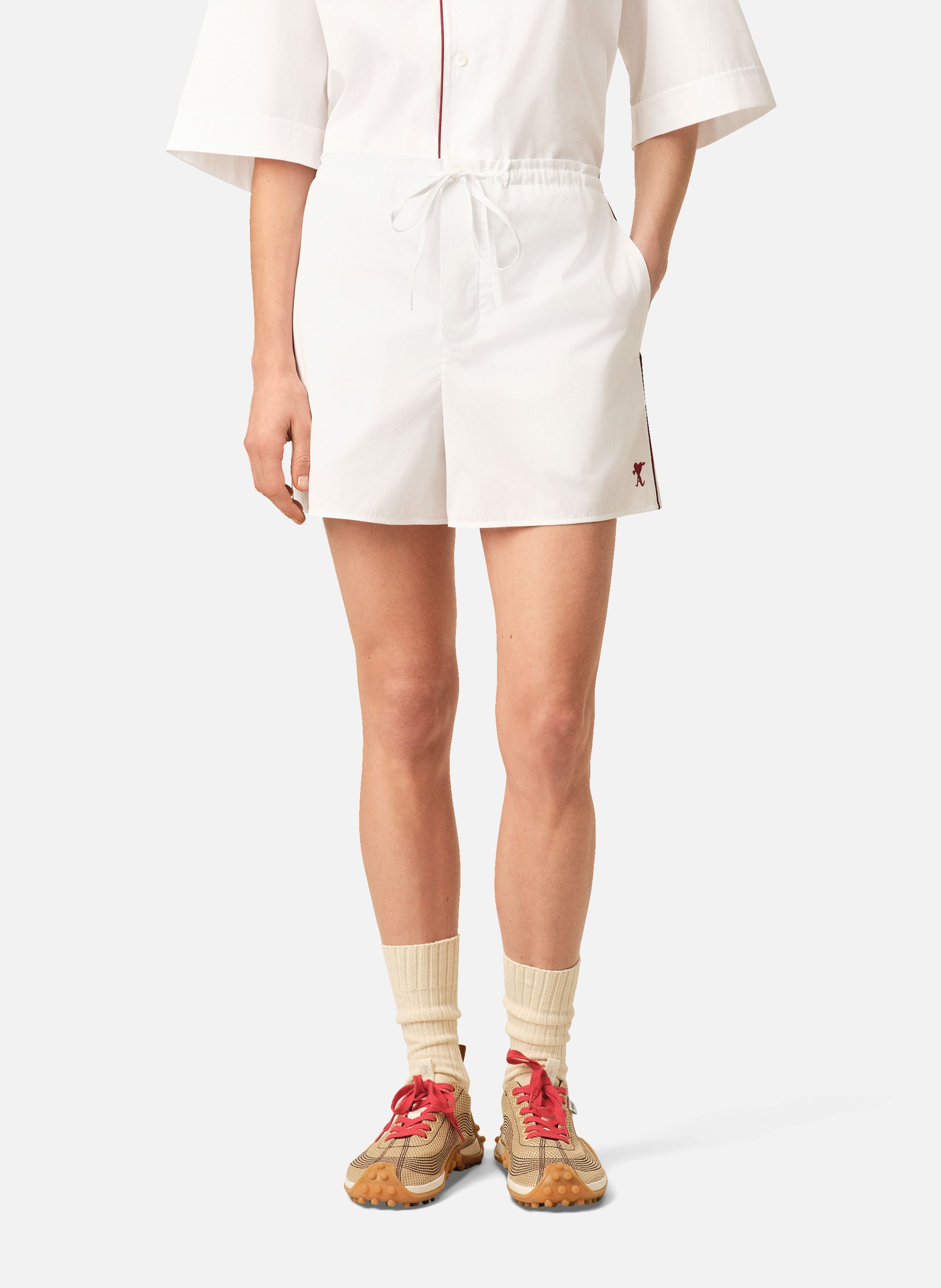 Short ami de coeur flèche unisexe en coton AMI PARIS Blanc