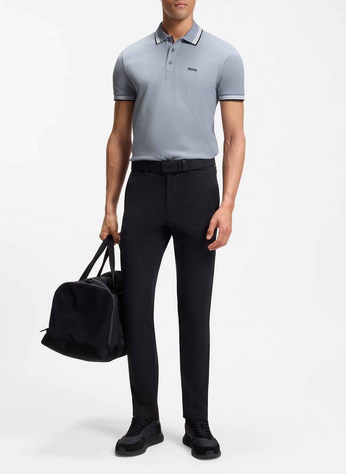 Polo regular fit en coton BOSS Argent