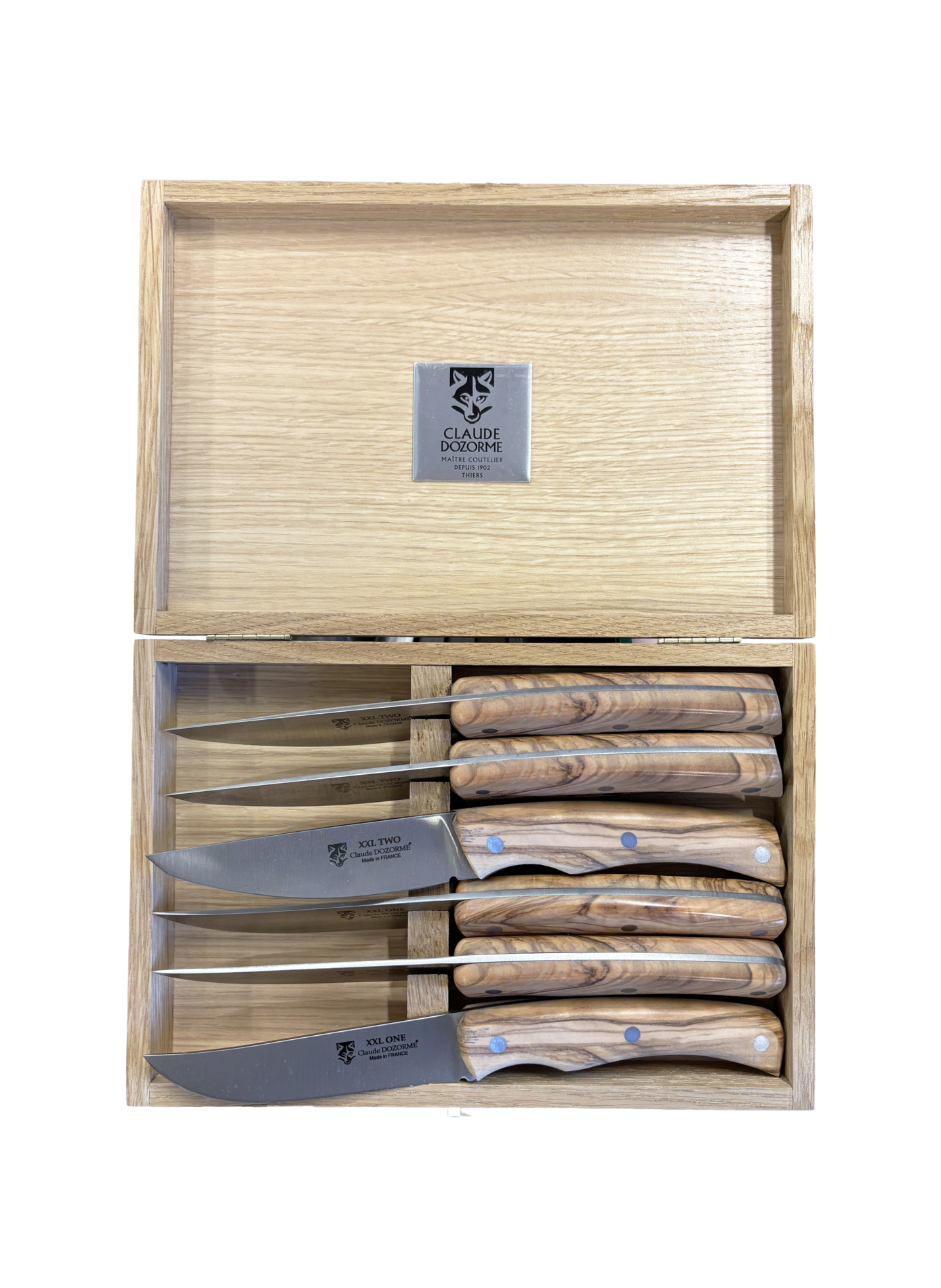 Box of 6 XXL Steak Knives DOZORME Brown