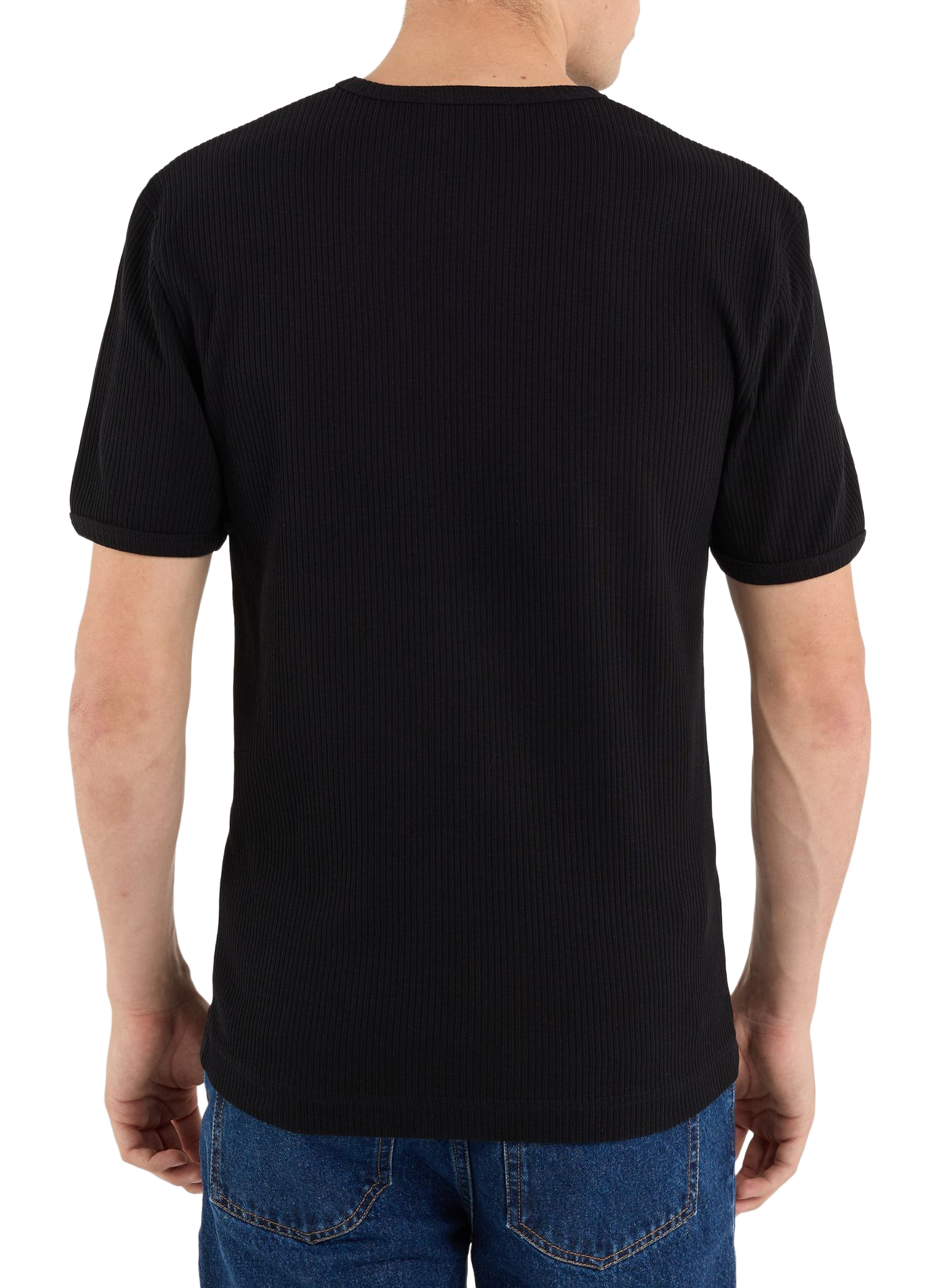 Straight ribbed cotton round neck t-shirt SAISON 1865 Black
