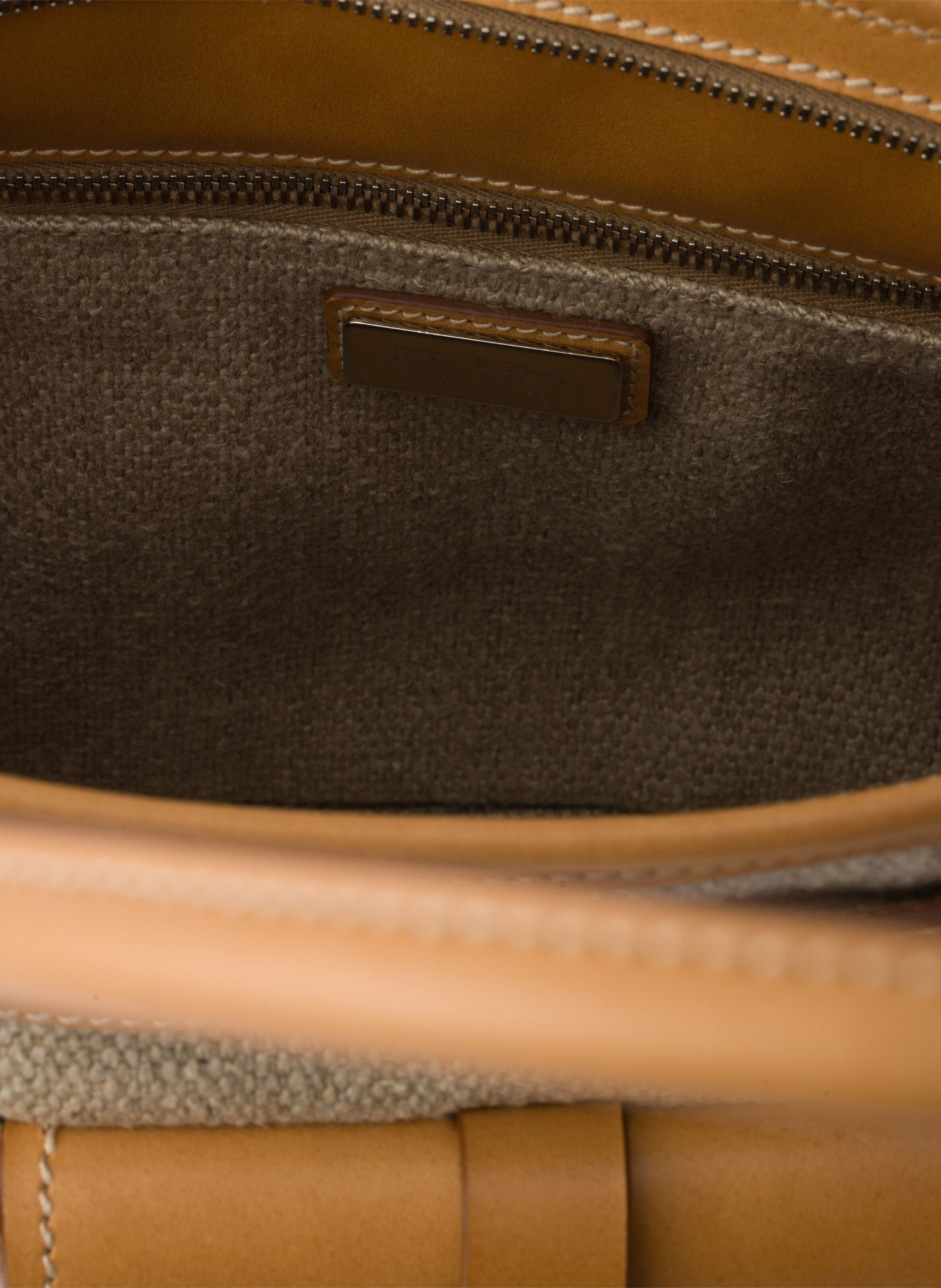 Cabas prada bonnie en lin et cuir PRADA Beige