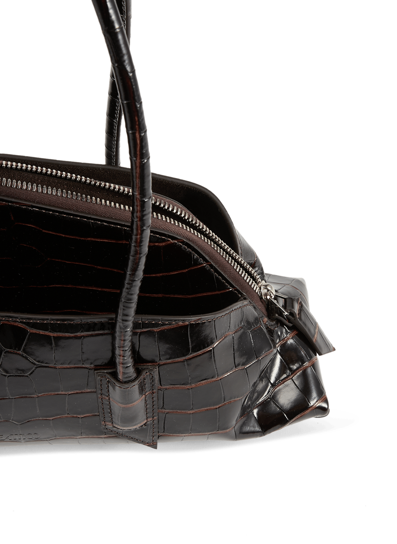 Sac épaule effet crocodile en cuir de veau THE ATTICO Marron