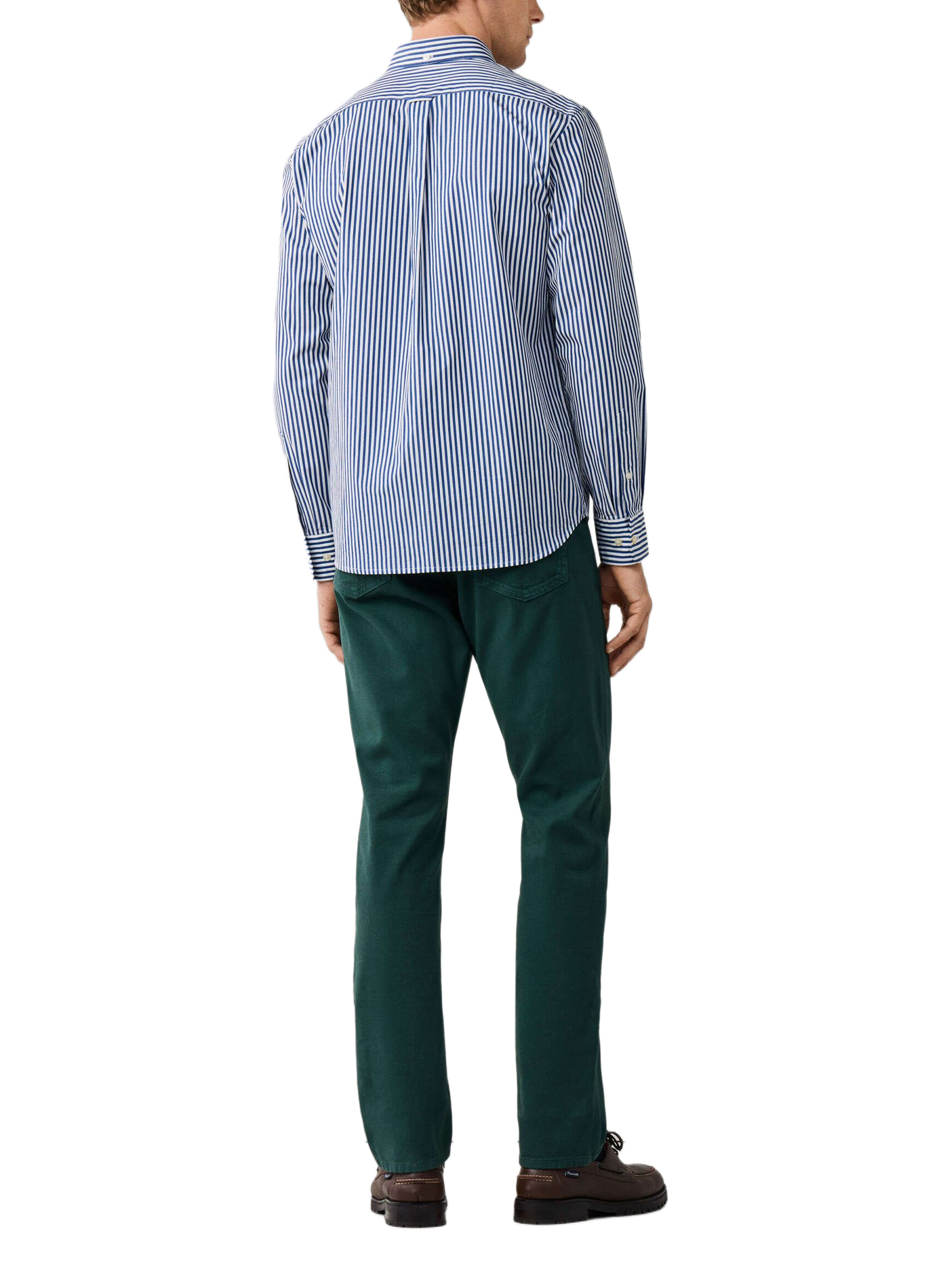 Rechte gestreepte katoenen blouse met knoopkraag | Blauw FACONNABLE Heren