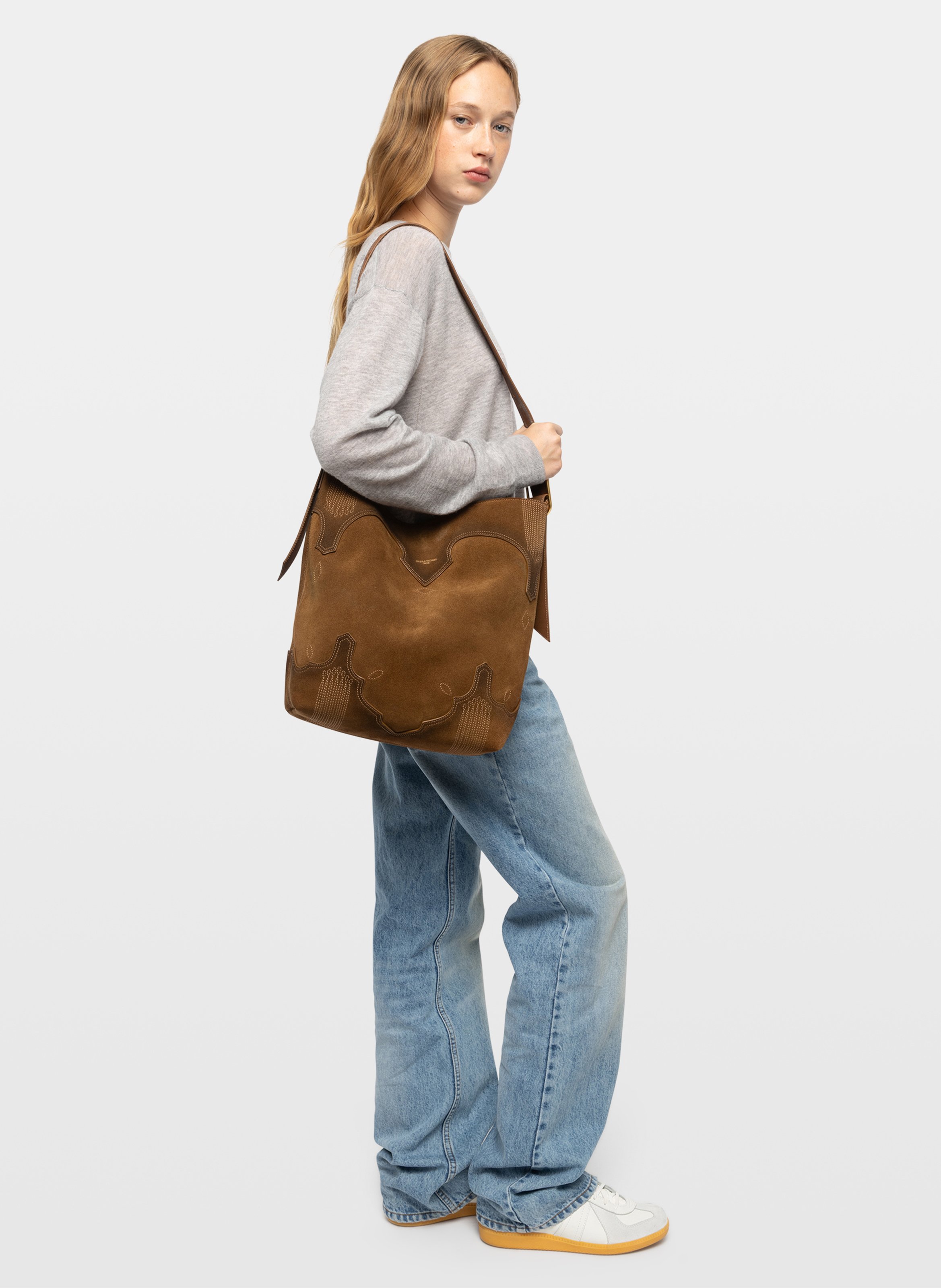Handtas in suède western stijl jane ZADIG&VOLTAIRE Bruin