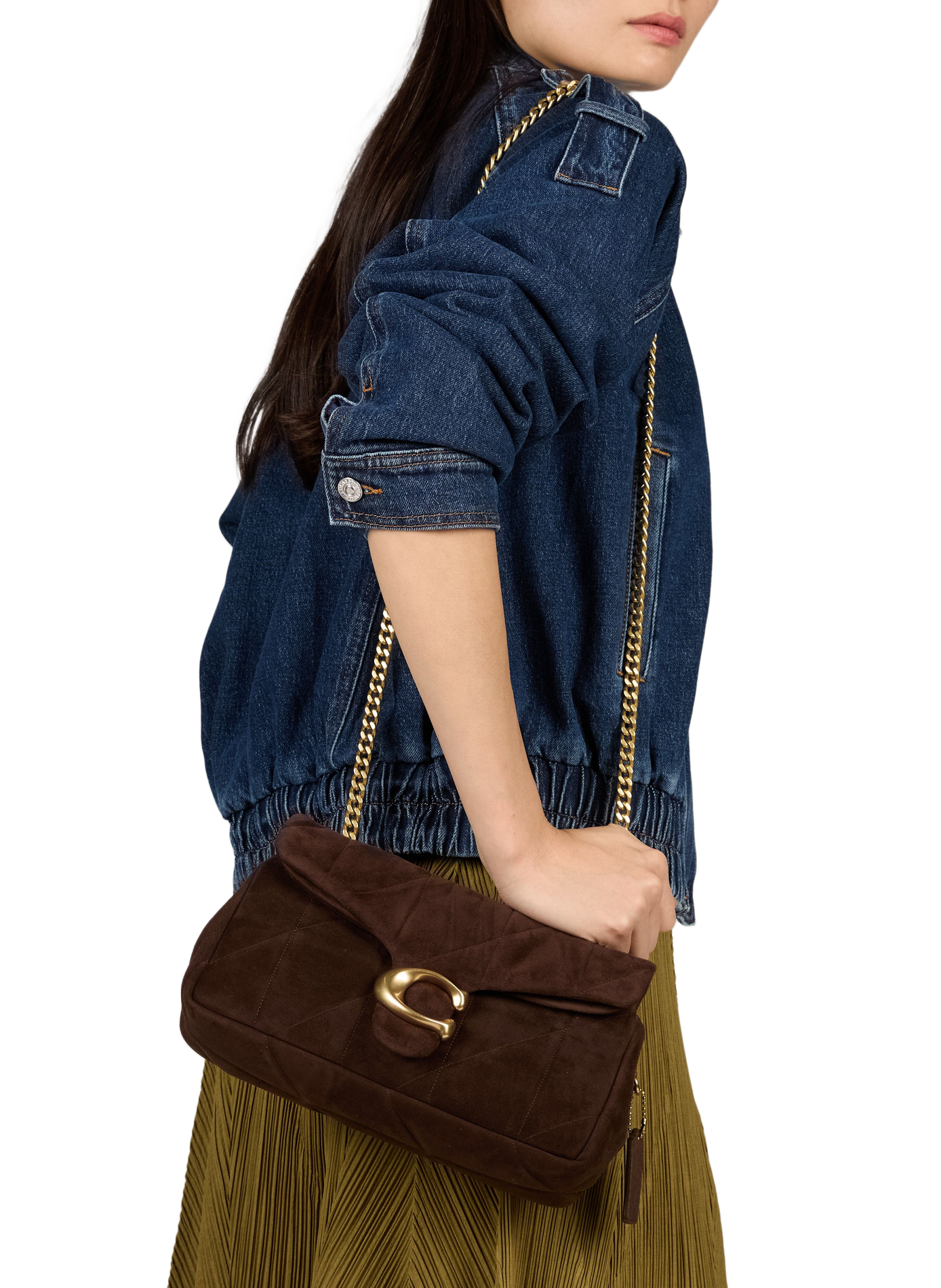 Quilted suede leather Tabby 26 shoulder bag COACH Brown