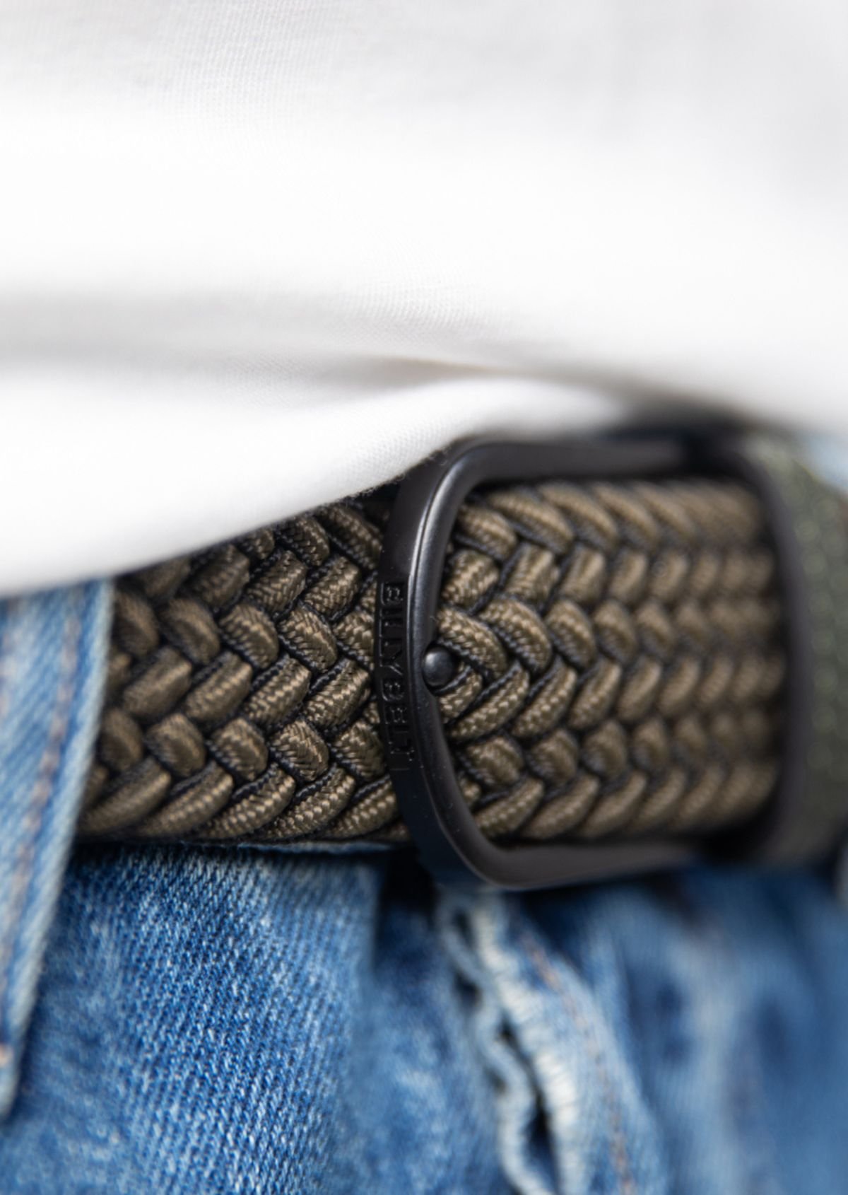 Ceinture tressée élastique multicolore BILLYBELT Kaki