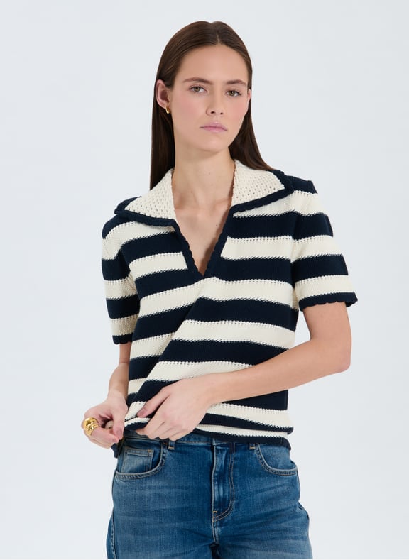 Pull rayures droit - nickle Blanc by ZAPA ZAPA Pull rayures droit - nickle Blanc