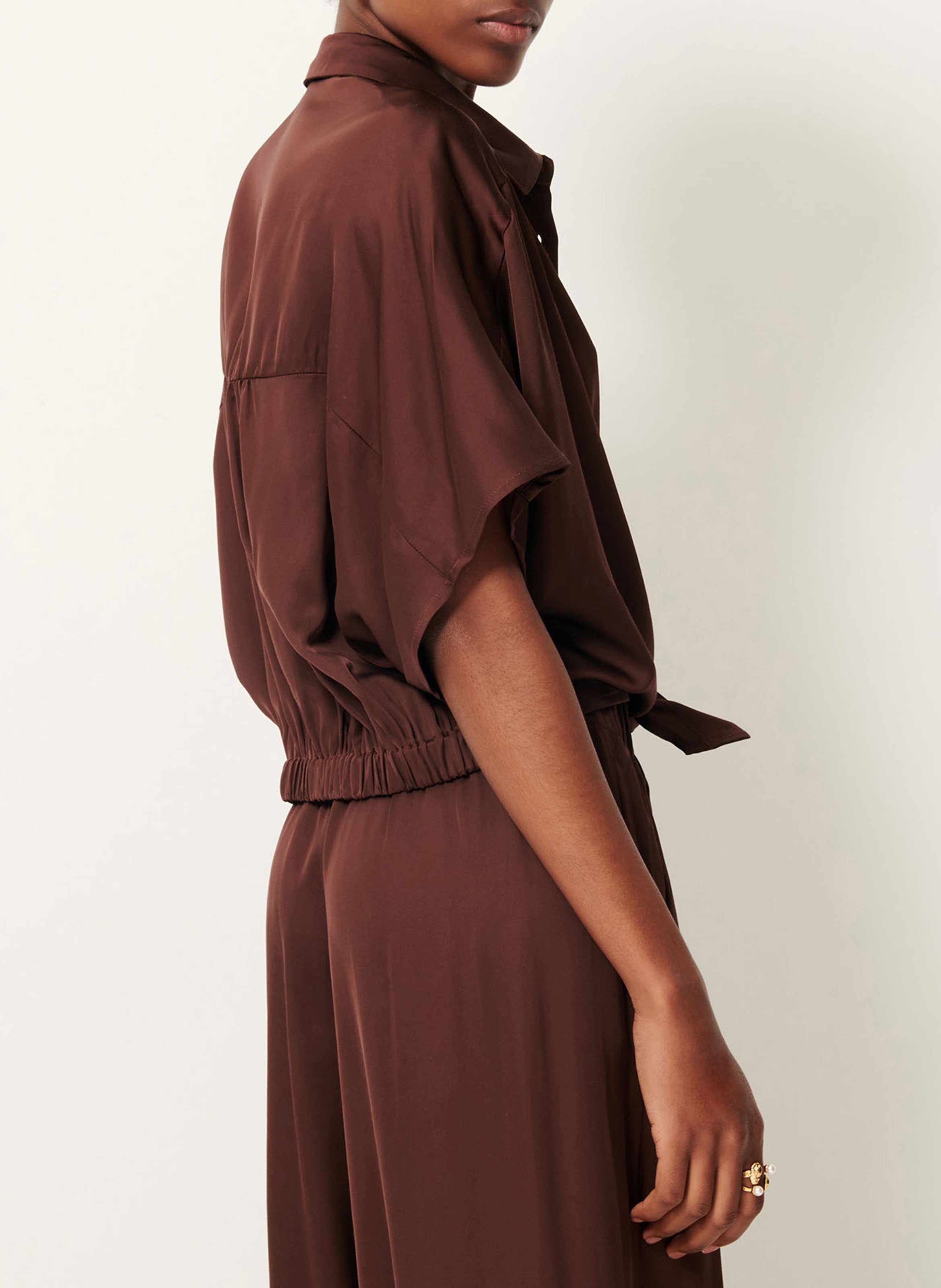 Chemise droite col classique alfassa night SESSUN Marron