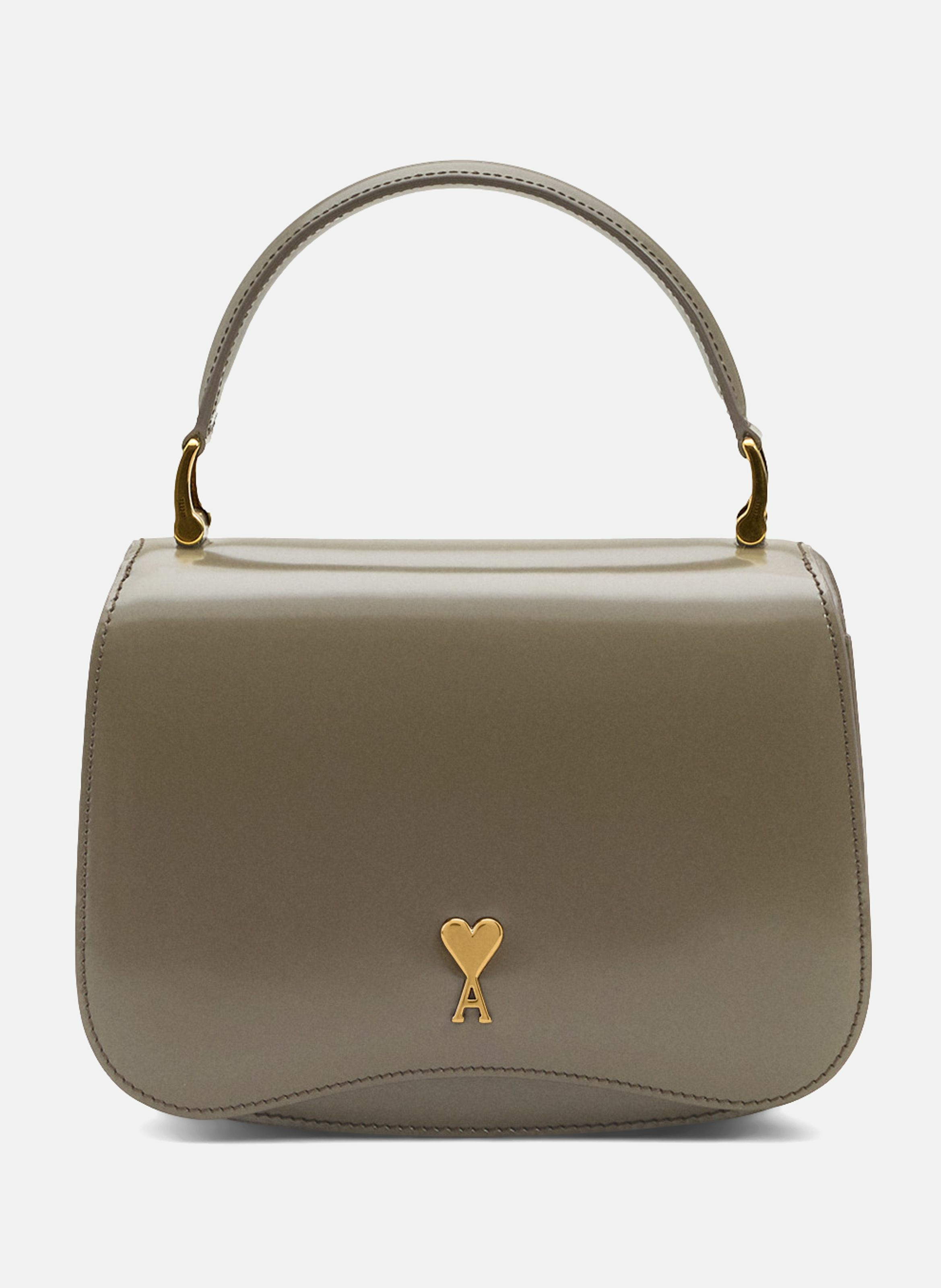 AMI PARIS Sac porte main paris paris unisexe en cuir de veau Gris