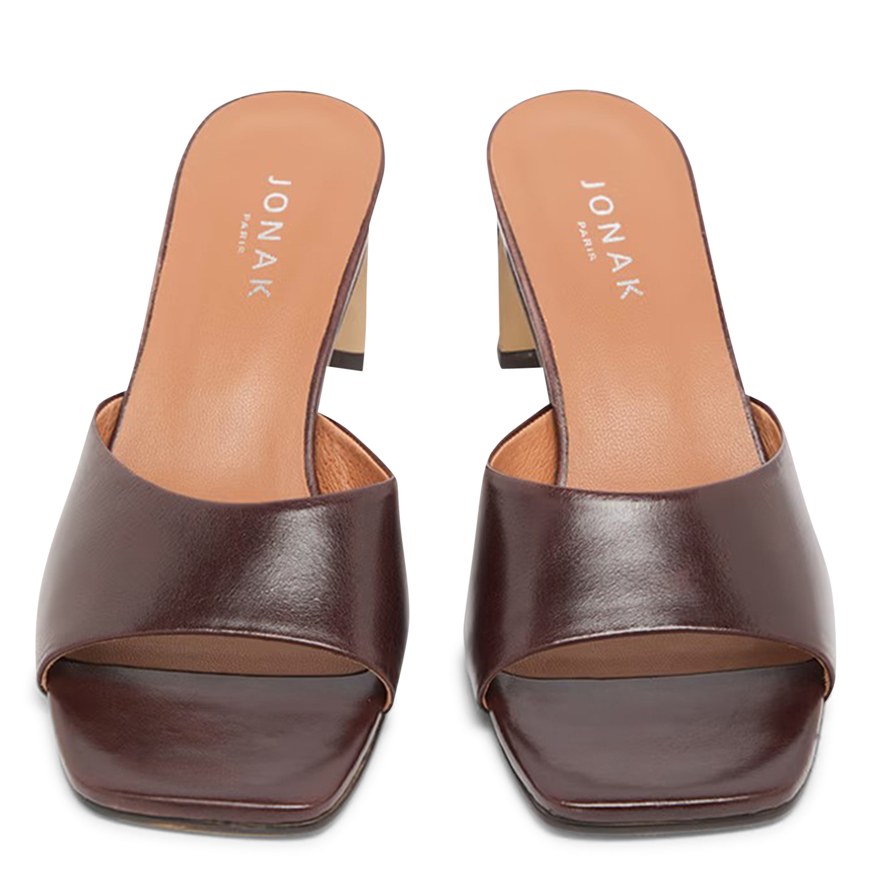 Mules à talon en cuir derive JONAK Marron