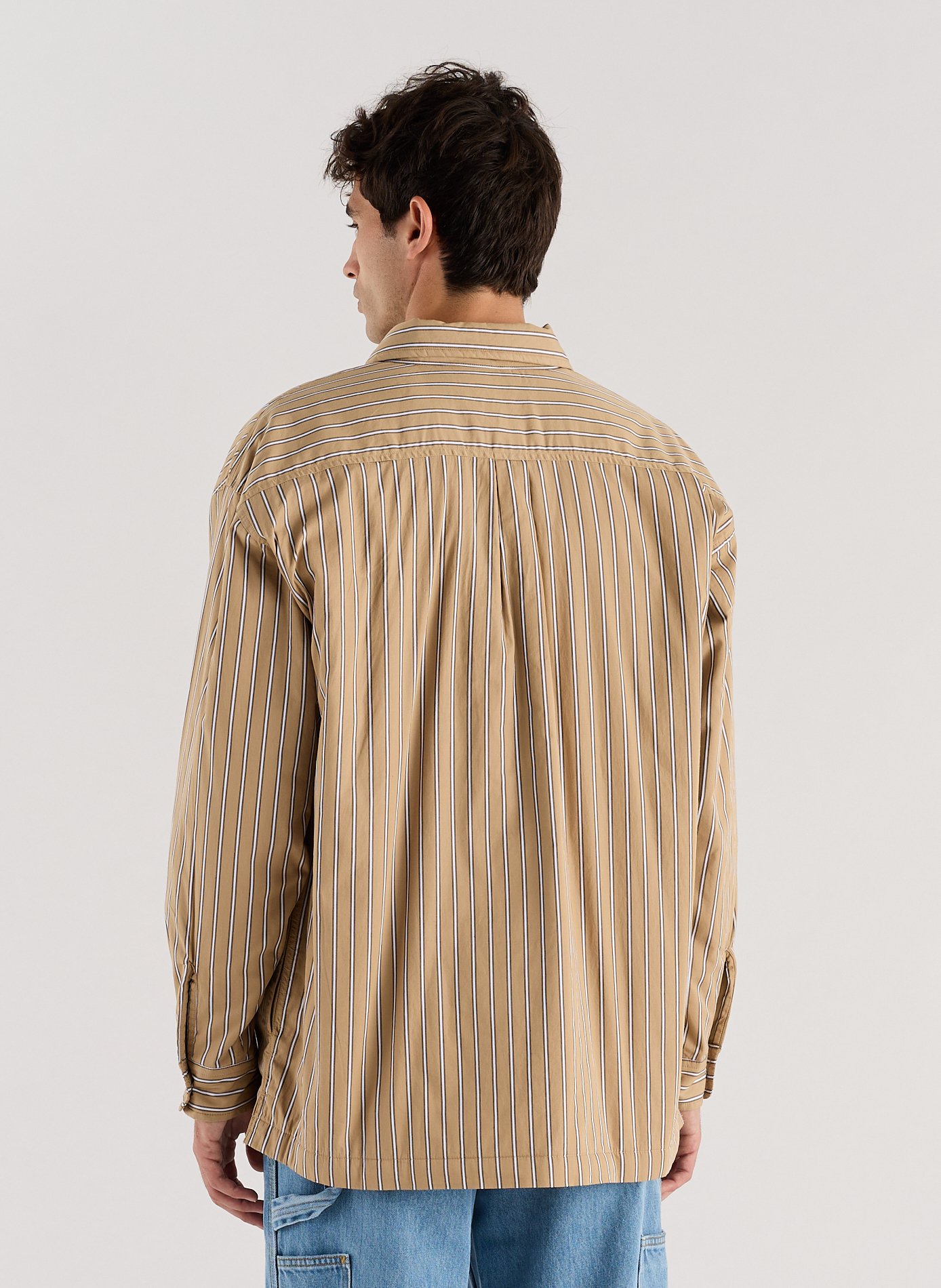 Grimsby Striped Cotton Jacket CARHARTT WIP Beige
