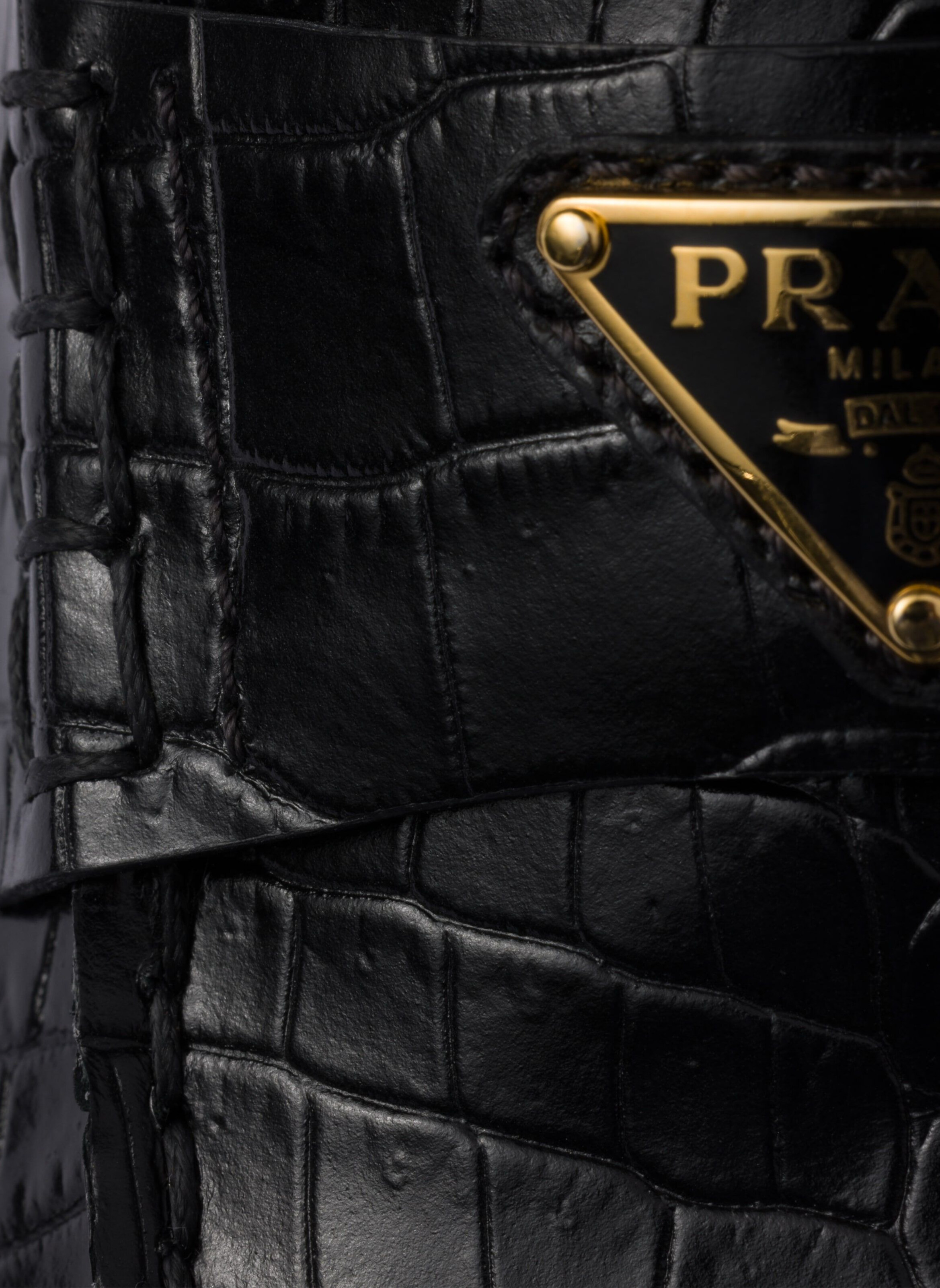 Mocassins en cuir à imprimé coco PRADA Noir