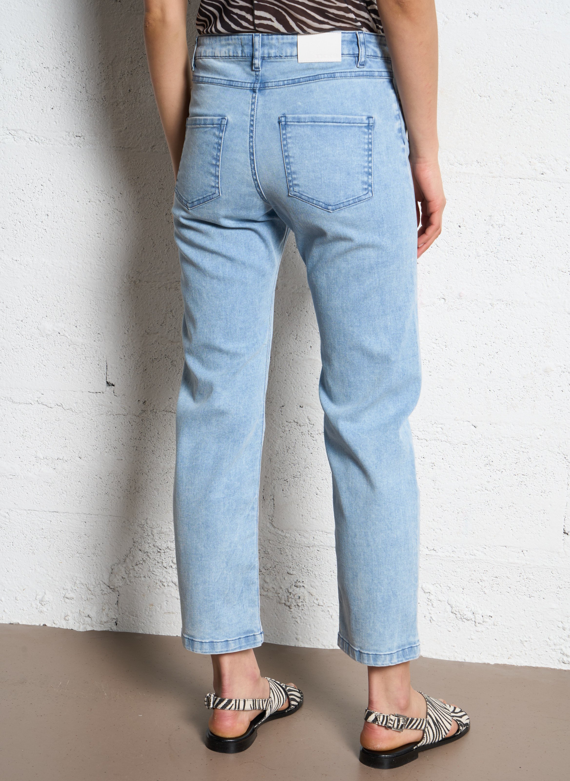 Jean droit cropped à braguette boutonnée janis IKKS Bleu