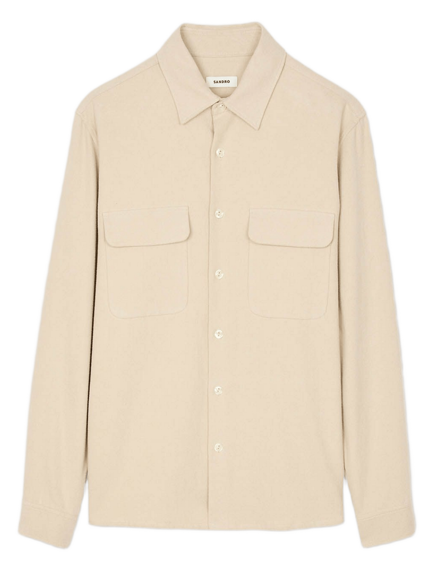 Chemise droite col classique en coton SANDRO Beige