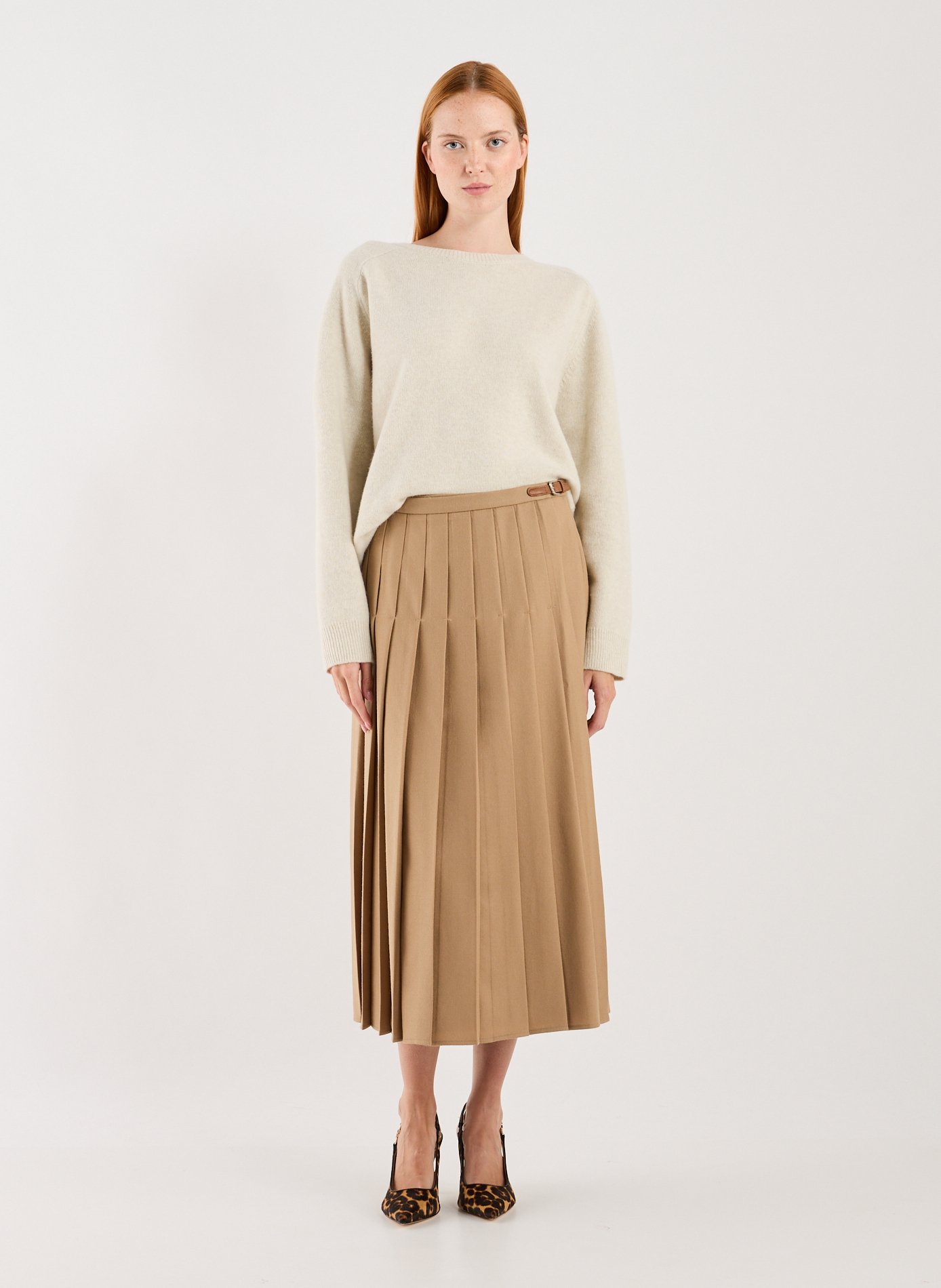 Pull col rond en laine et cachemire mélangés LE 17 SEPTEMBRE Beige