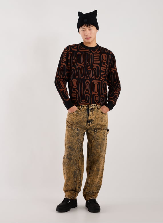 Washed denim trousers in a cotton blend | Brown by HELAS CAPS Washed denim trousers in a cotton blend Brown