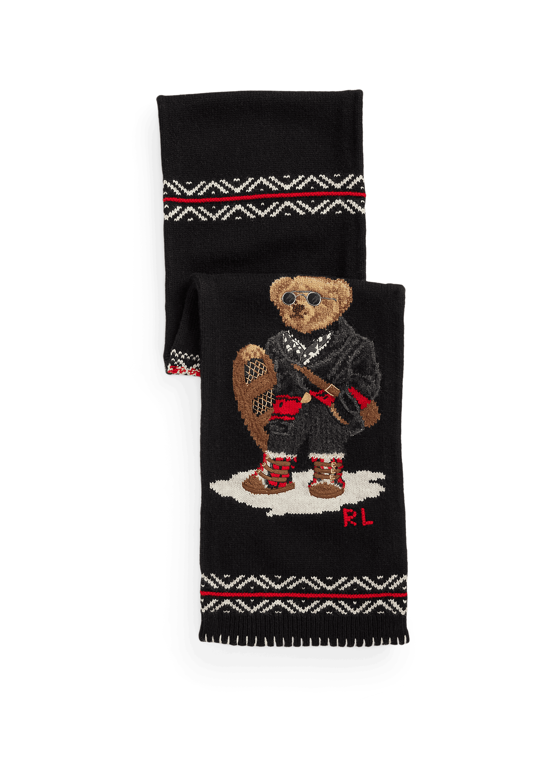 POLO RALPH LAUREN Echarpe brodée en laine  Black