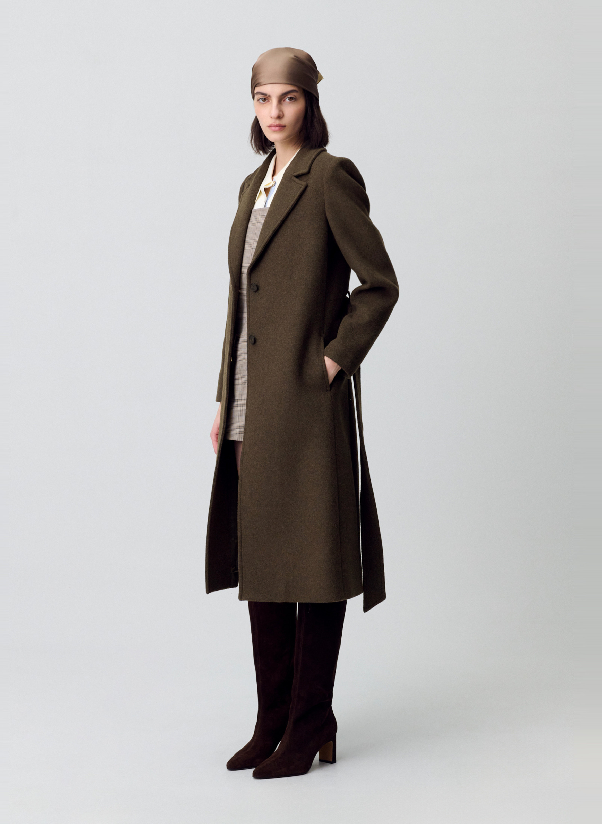 Manteau col tailleur en laine mélangée general CLAUDIE PIERLOT Kaki