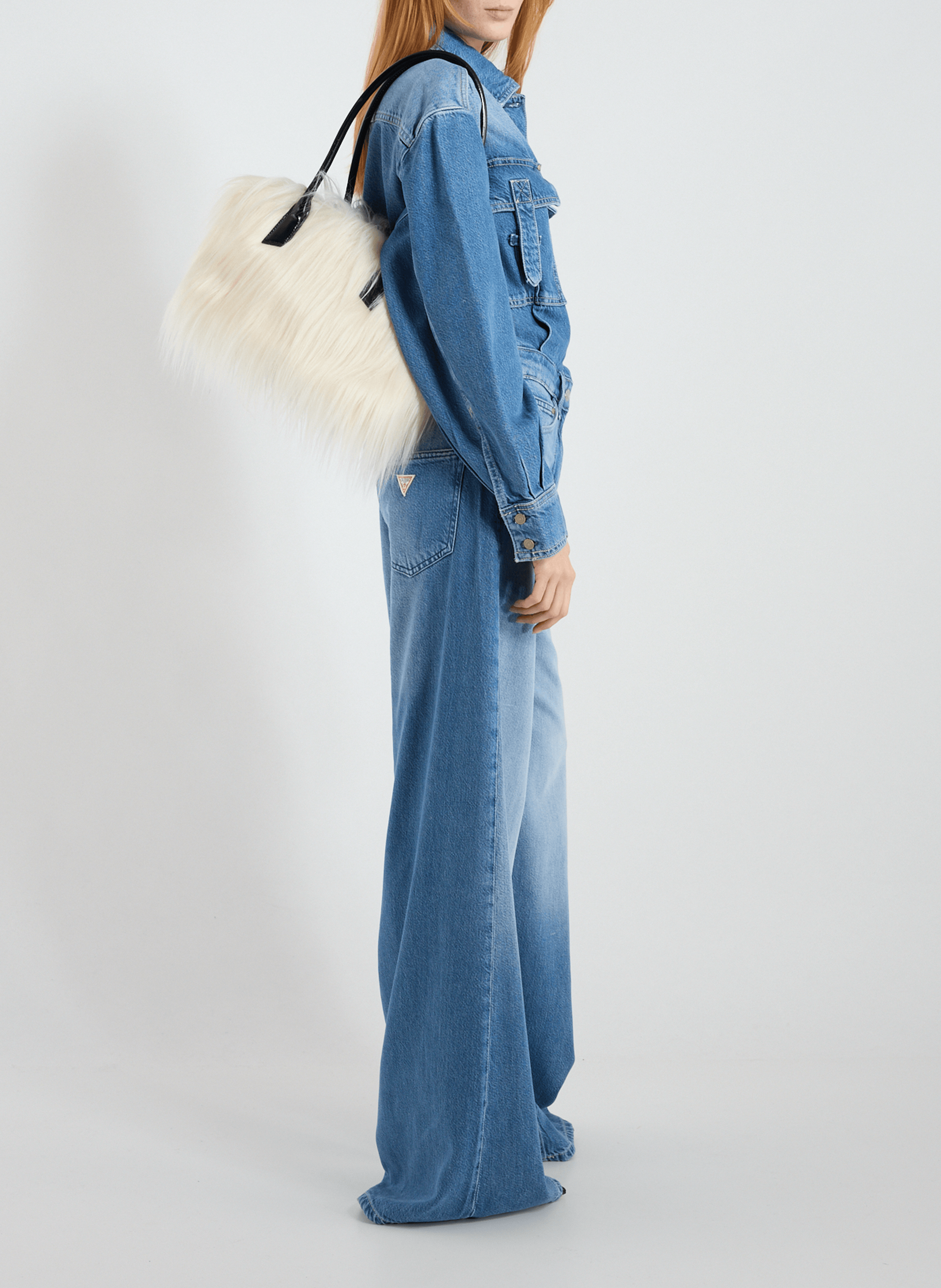 Sac épaule effet fourrure TOPSHOP Blanc