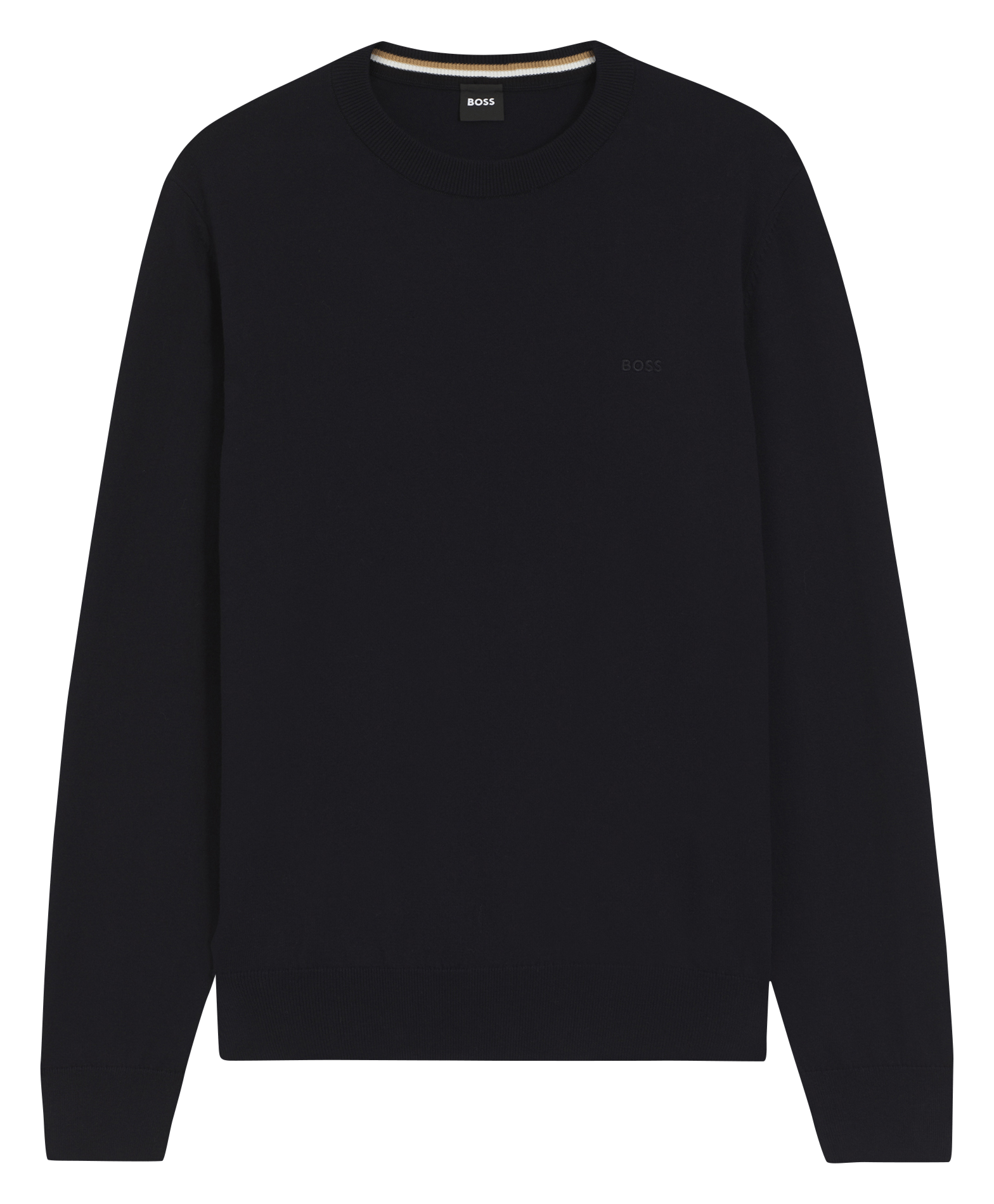 Pull col rond en coton BOSS Bleu