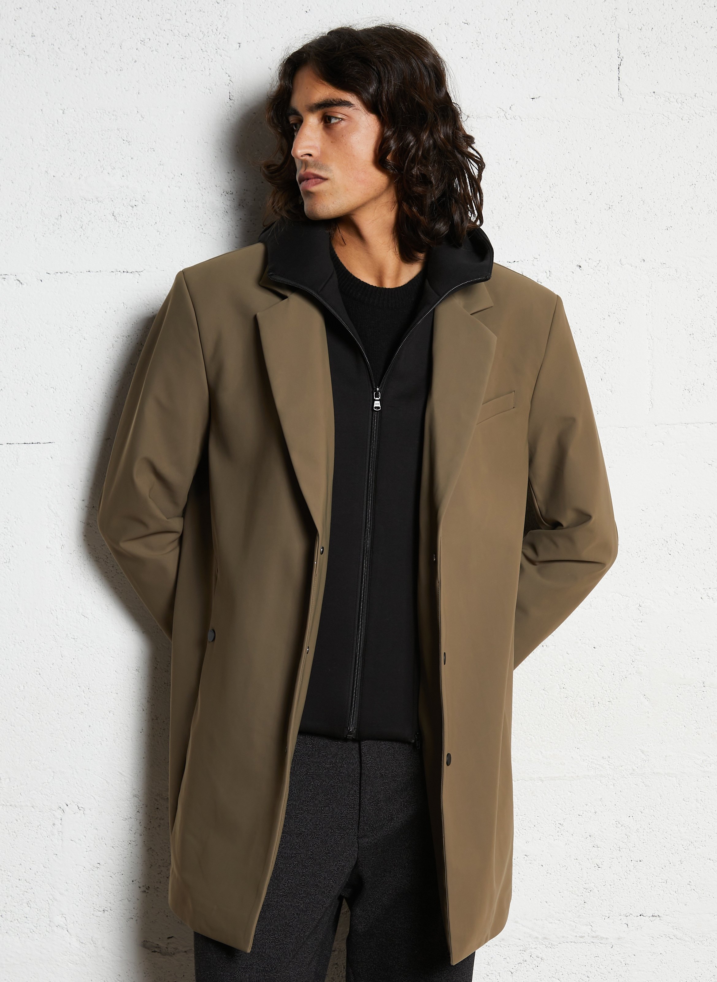 Parka droite unie avec capuche amovible IKKS Marron