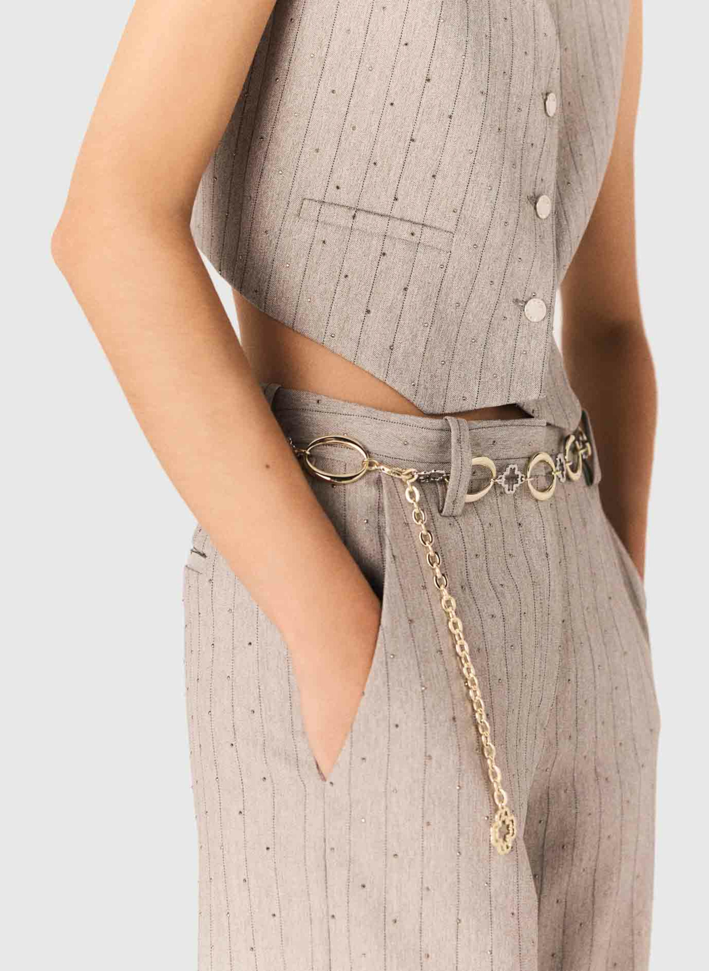 Pantalon large à rayures MAJE Gris