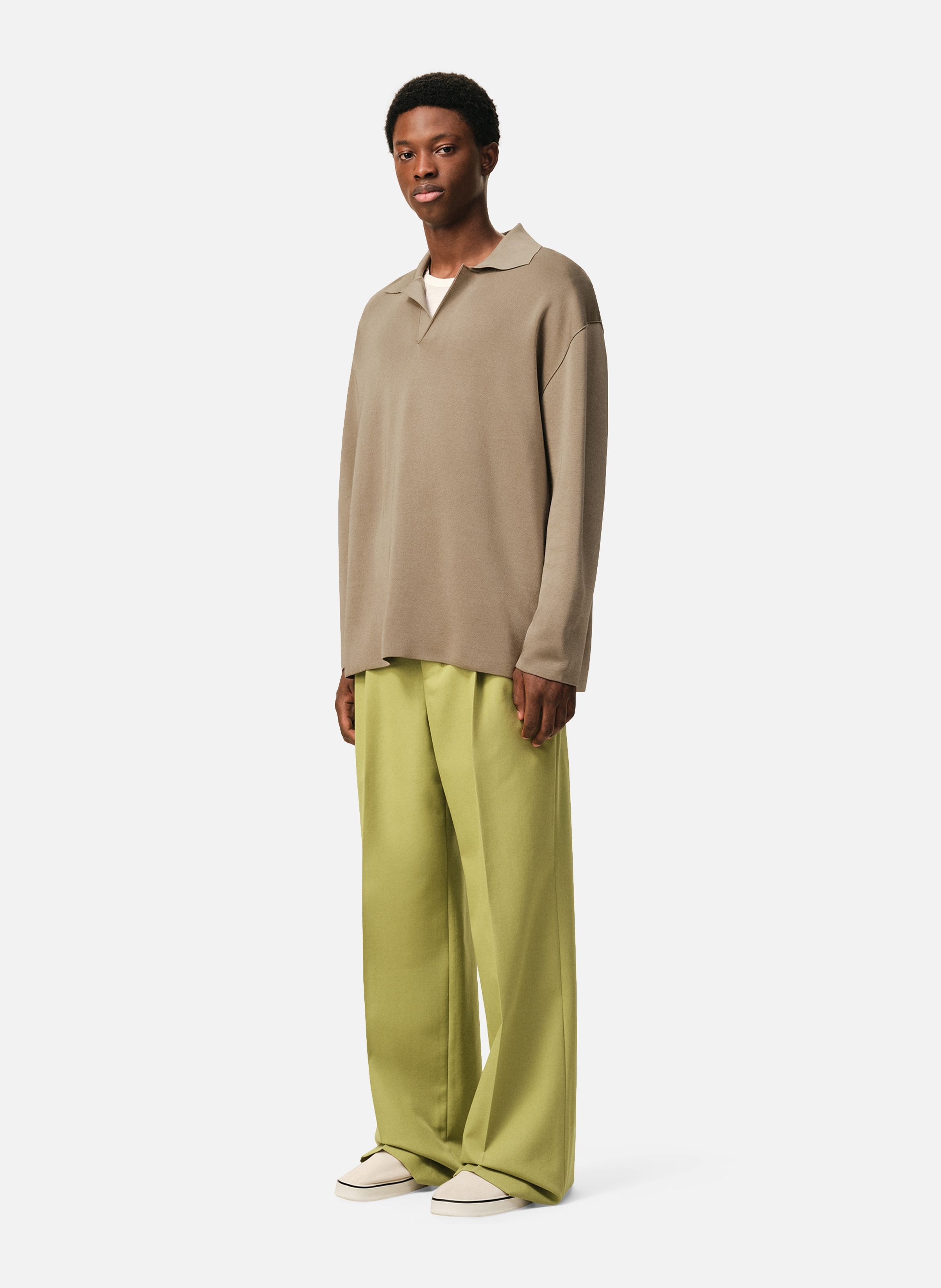 Polo manches longues en laine AMI PARIS Beige