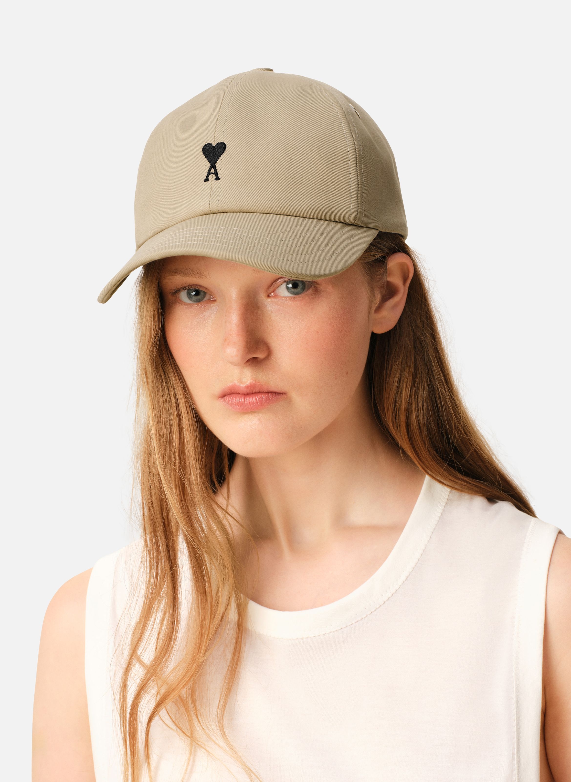 Casquette ami de coeur unisexe en coton AMI PARIS Beige