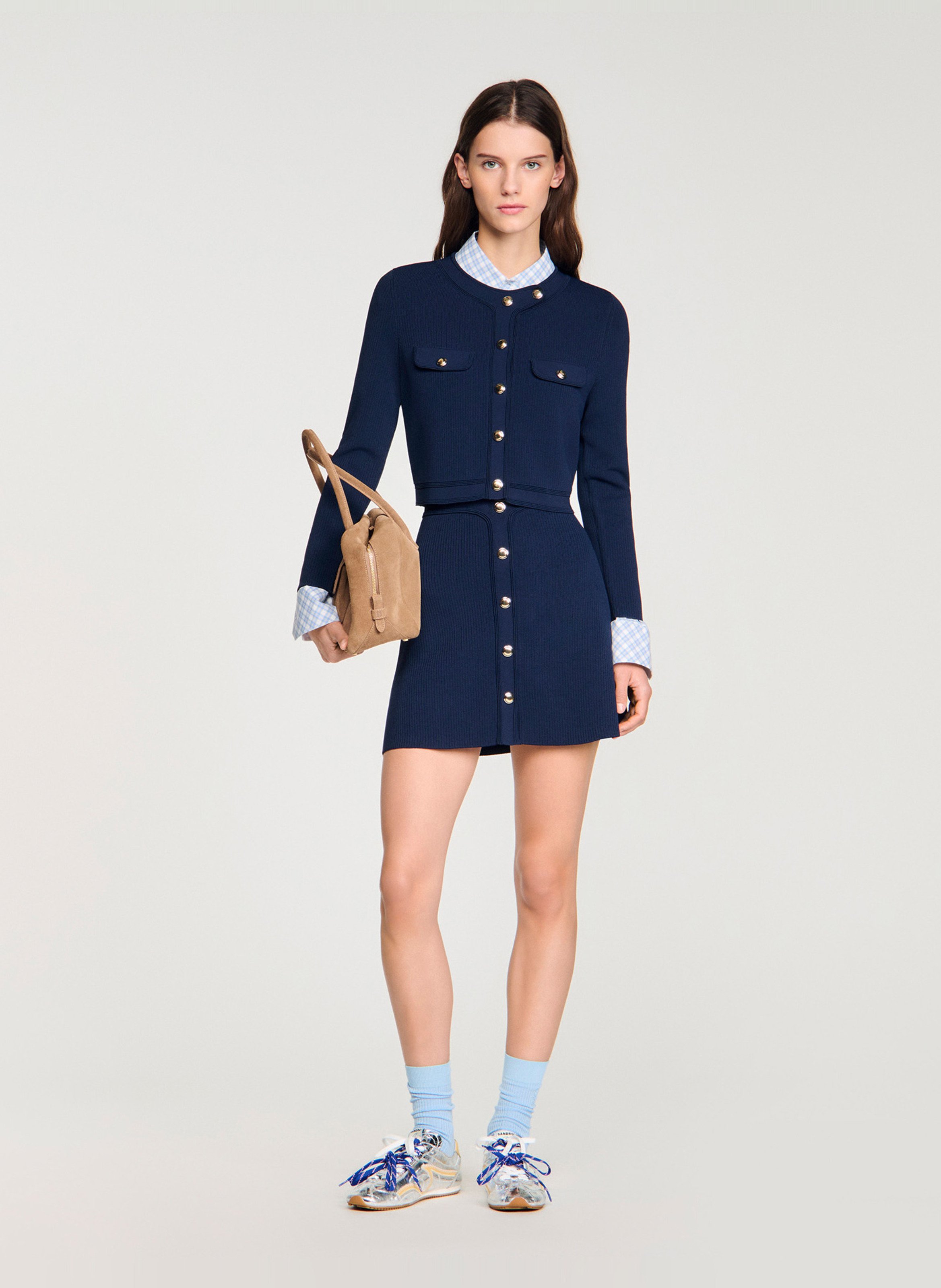 Cardigan col rond SANDRO Bleu