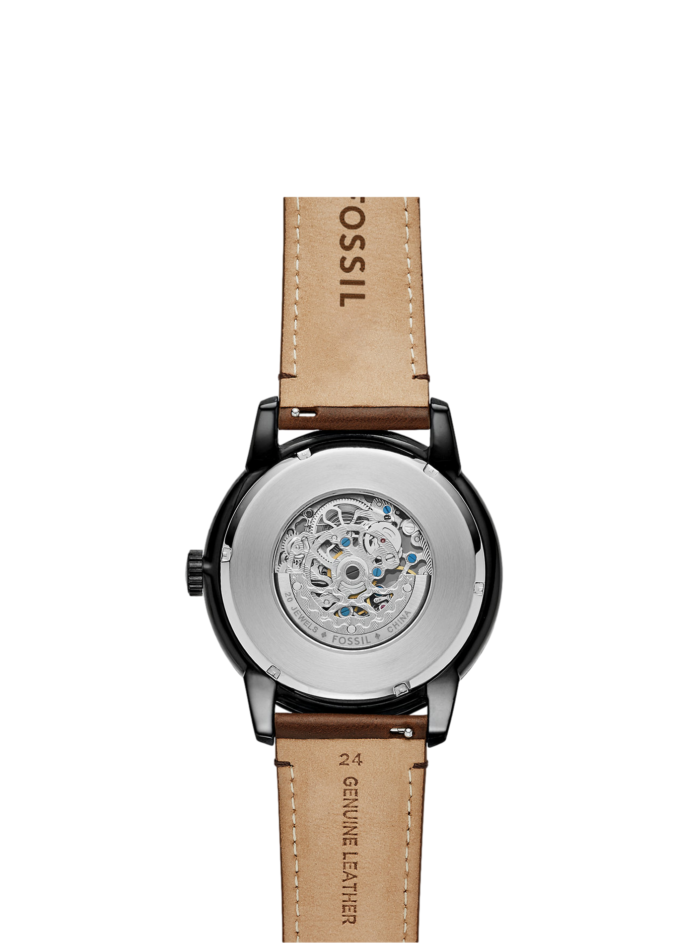 Montre Townsman bracelet en cuir FOSSIL Noir