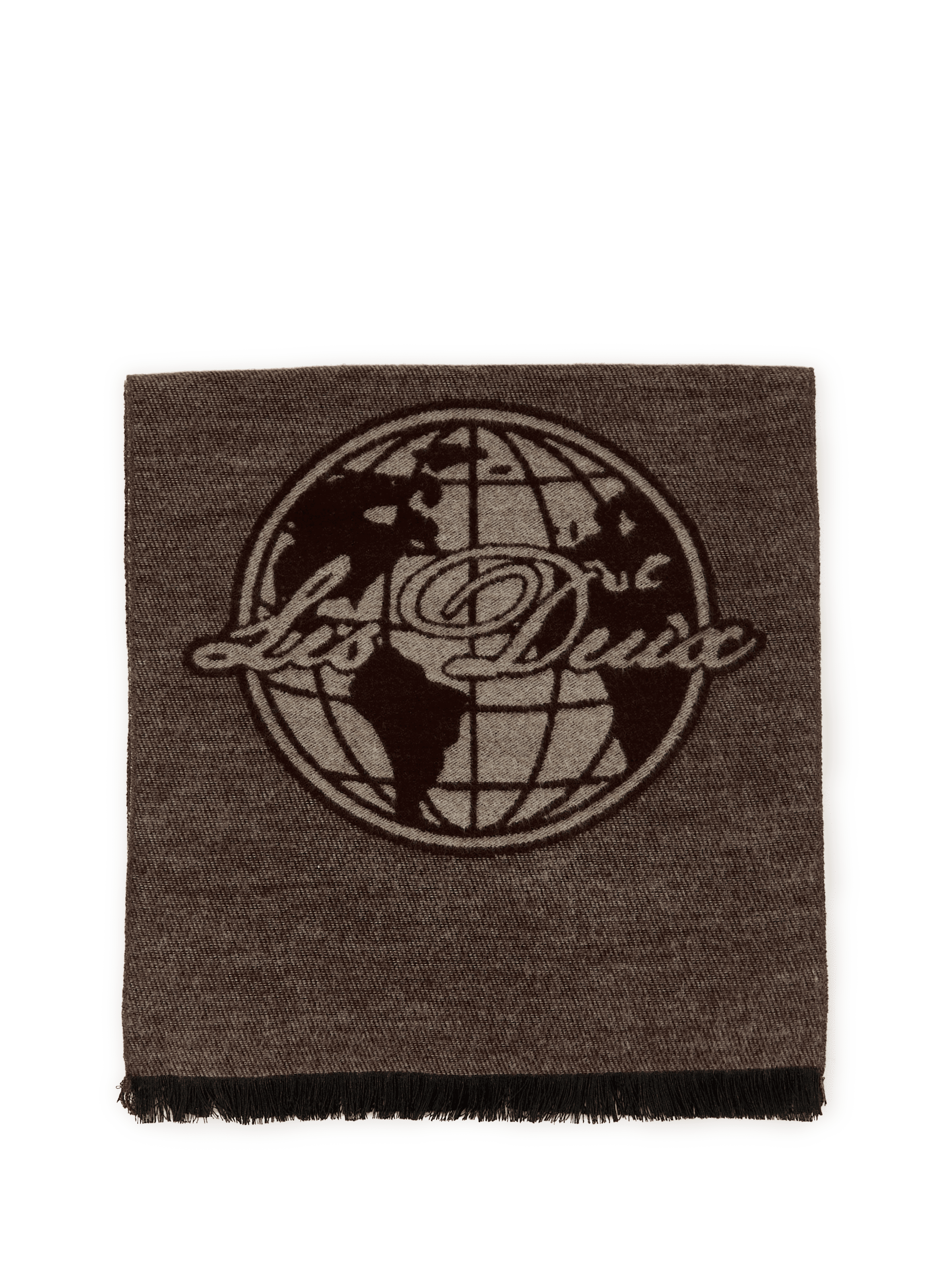Woven scarf with globe logo LES DEUX Brown