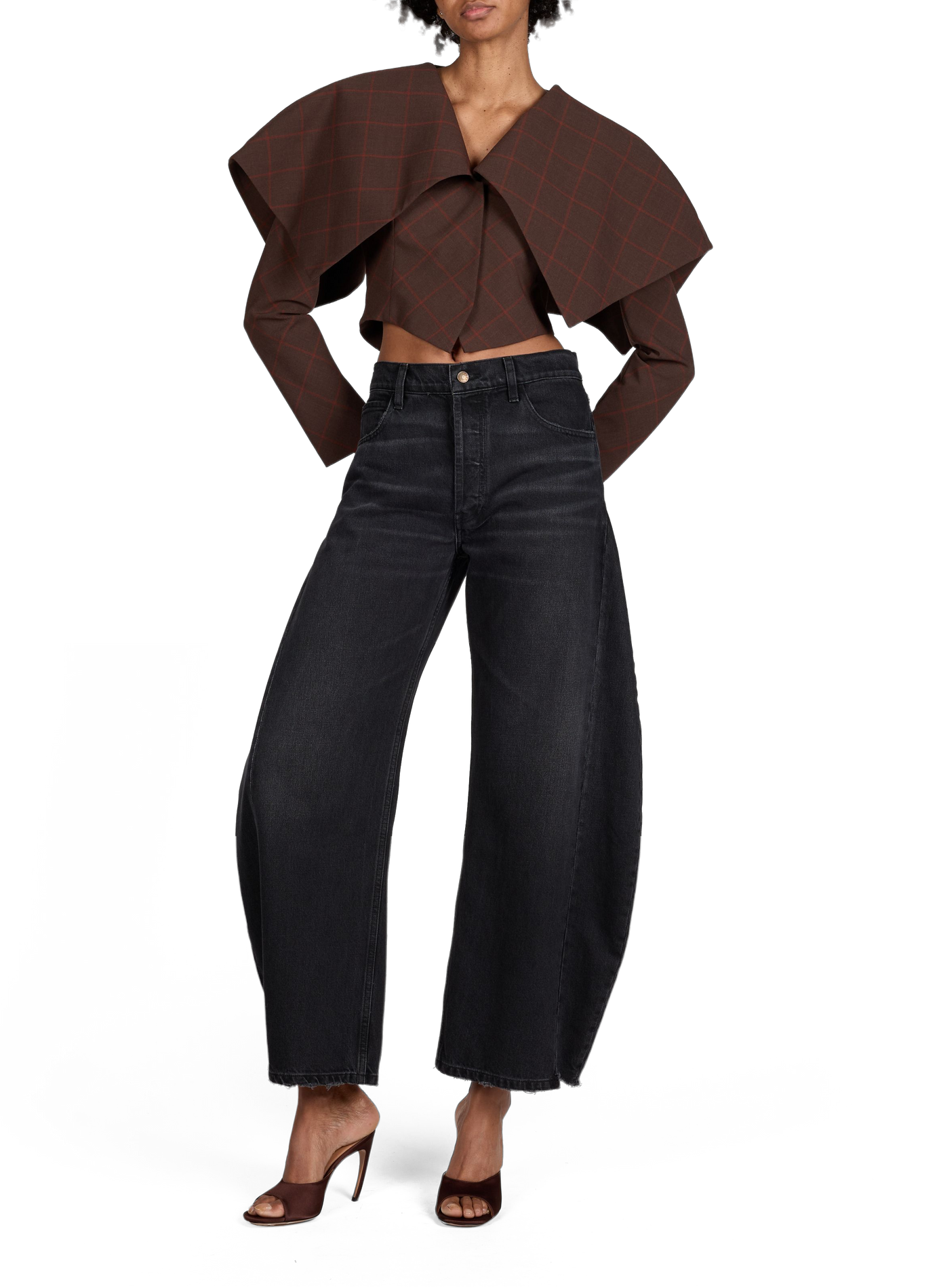 Veste déstructurée imprimée en laine mélangée A.W.A.K.E. MODE Marron