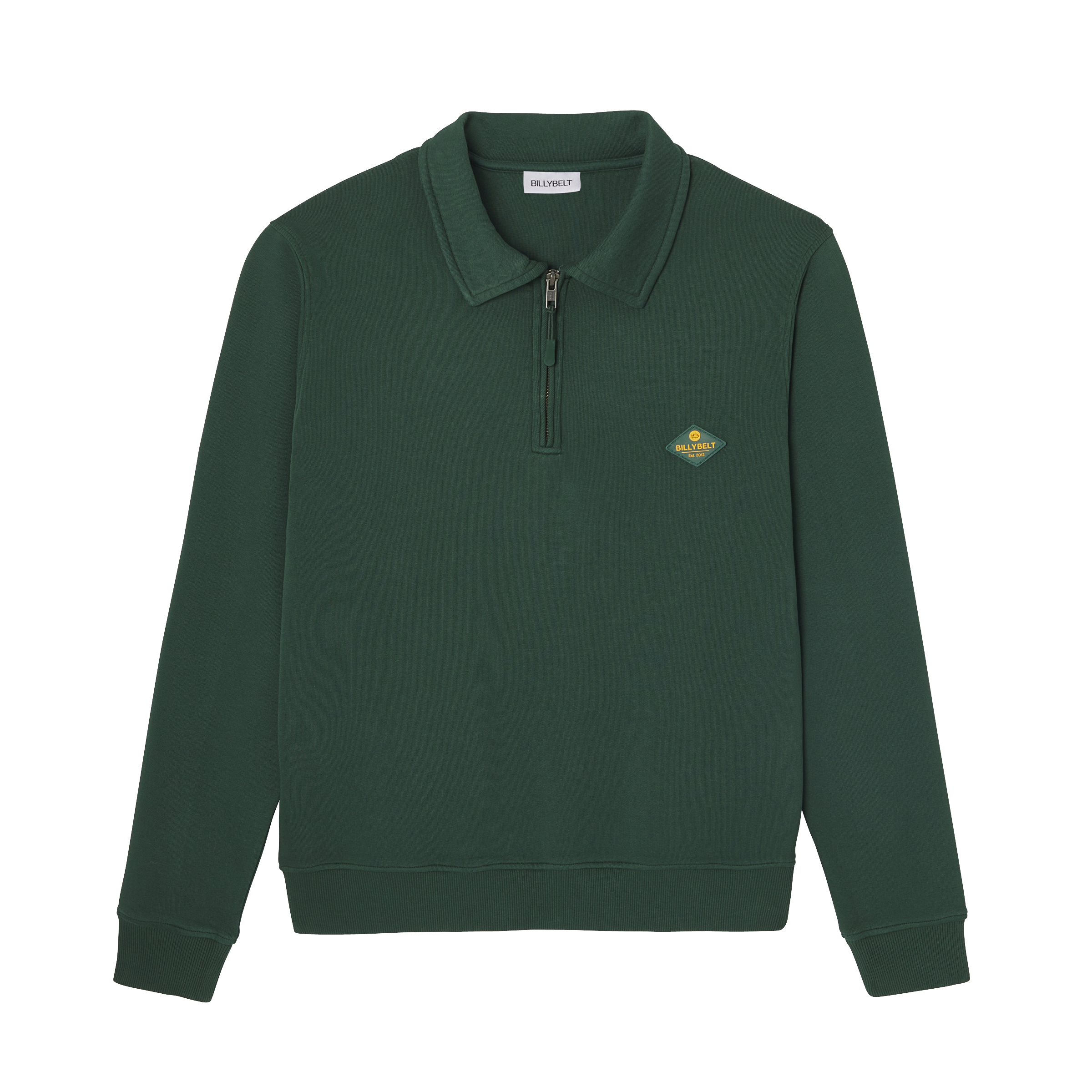 Sweatshirt à col zippé en coton biologique BILLYBELT Vert
