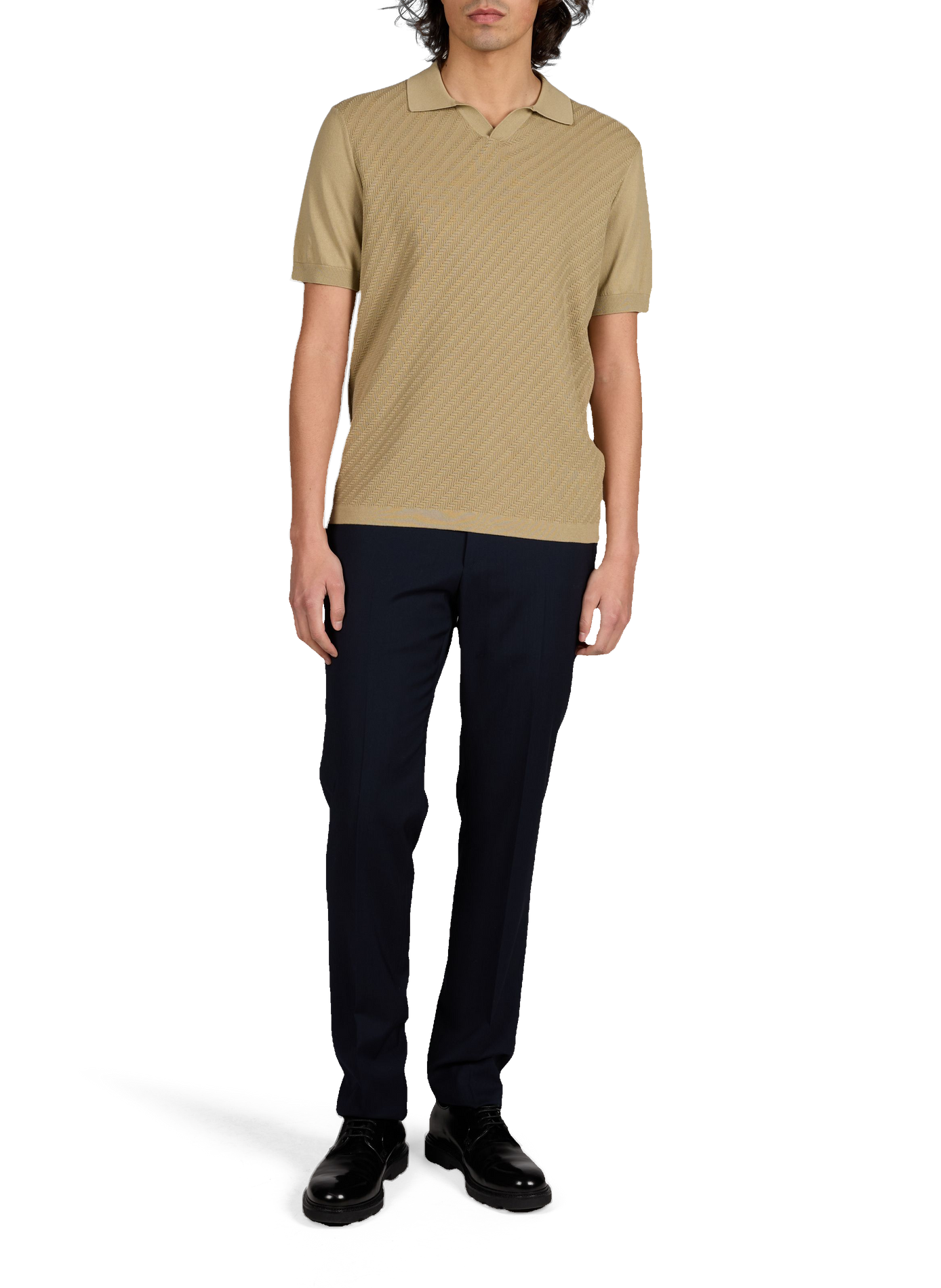 Polo à manches courtes en coton CORNELIANI Marron