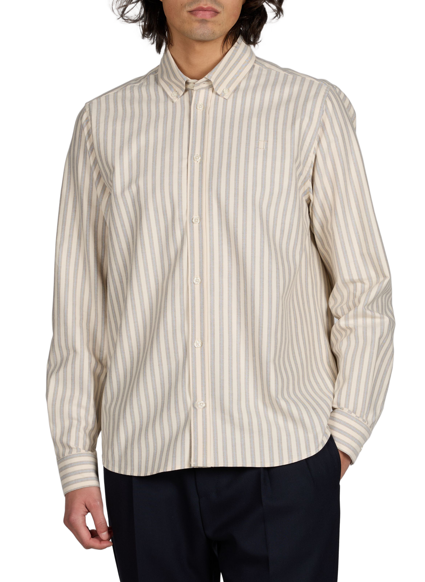 Chemise Konrad à rayures en coton mélangé LES DEUX Beige