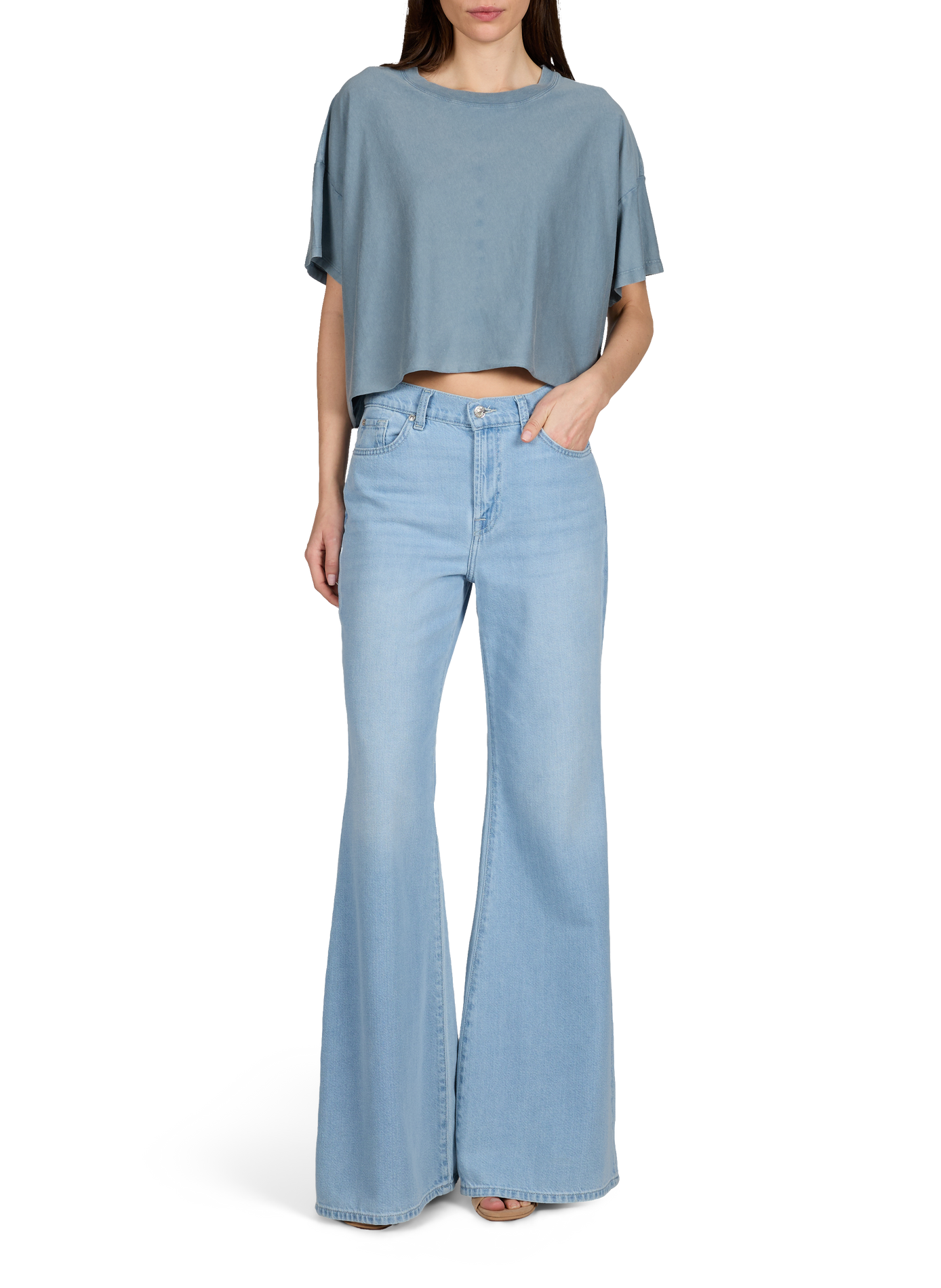 T-shirt cropped Farpy en coton BELLEROSE Bleu