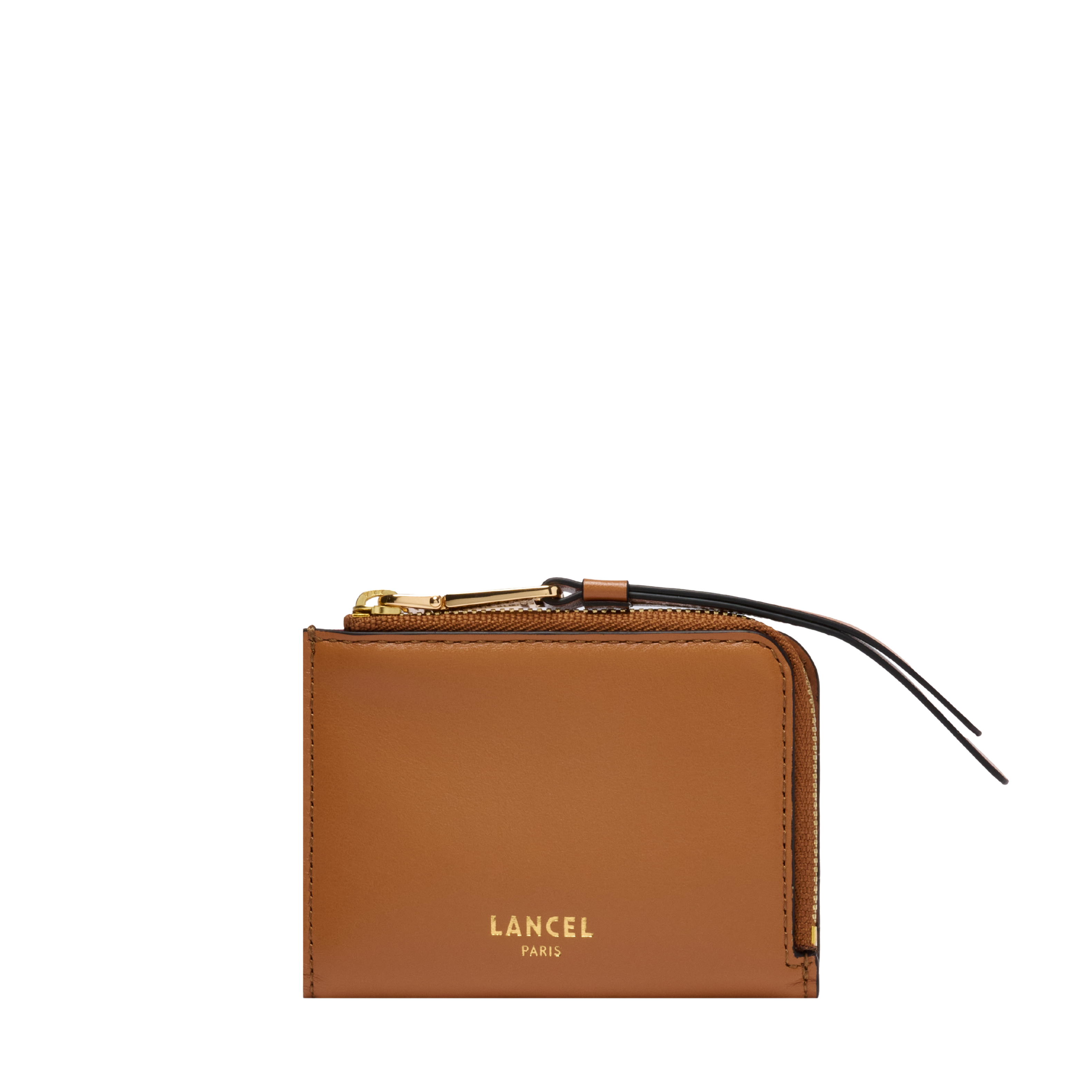 Mini portefeuille zippé origami de lancel en cuir LANCEL Marron