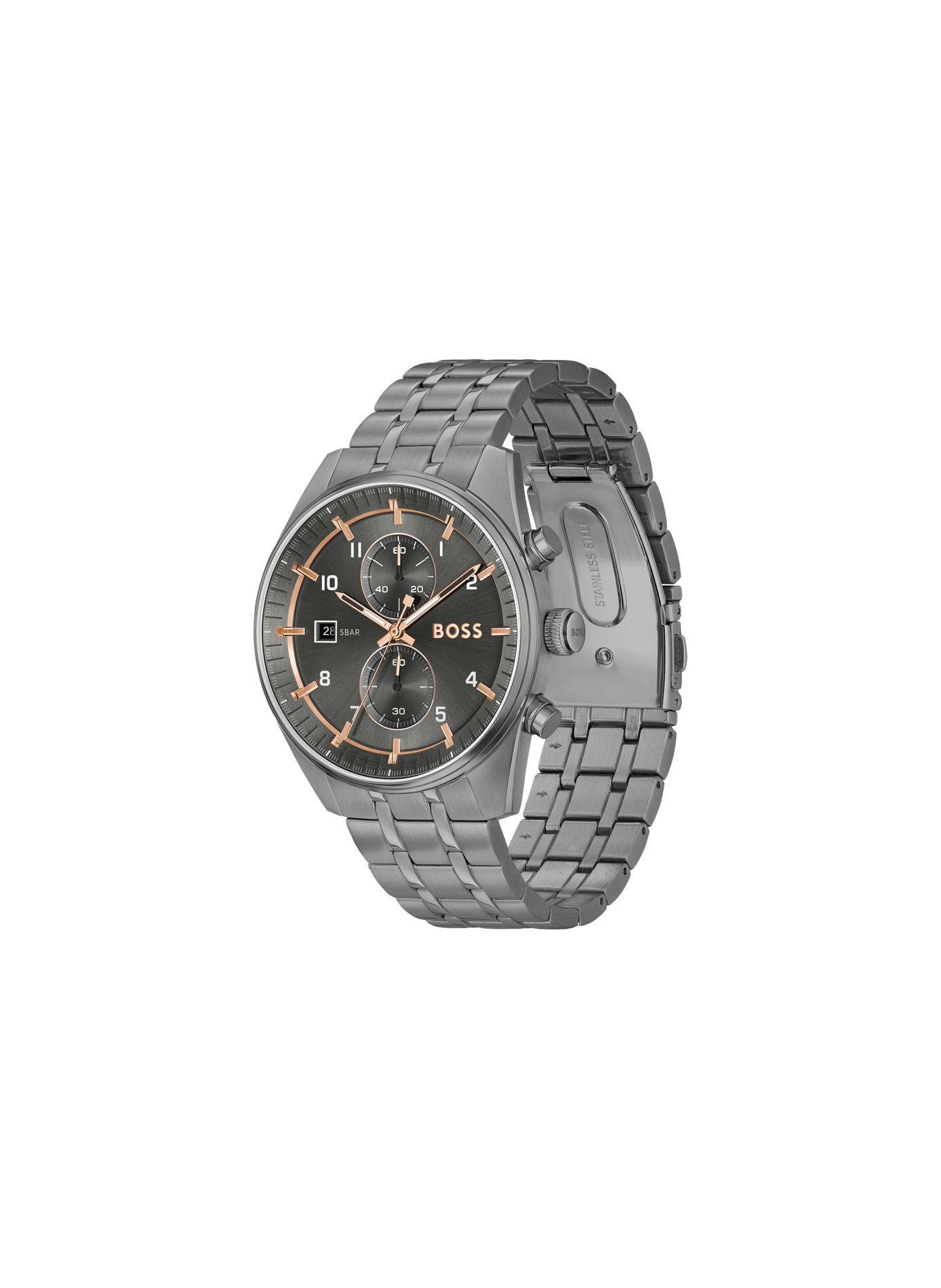 Montre quartz Skytraveller en acier inoxydable BOSS MONTRES Gris
