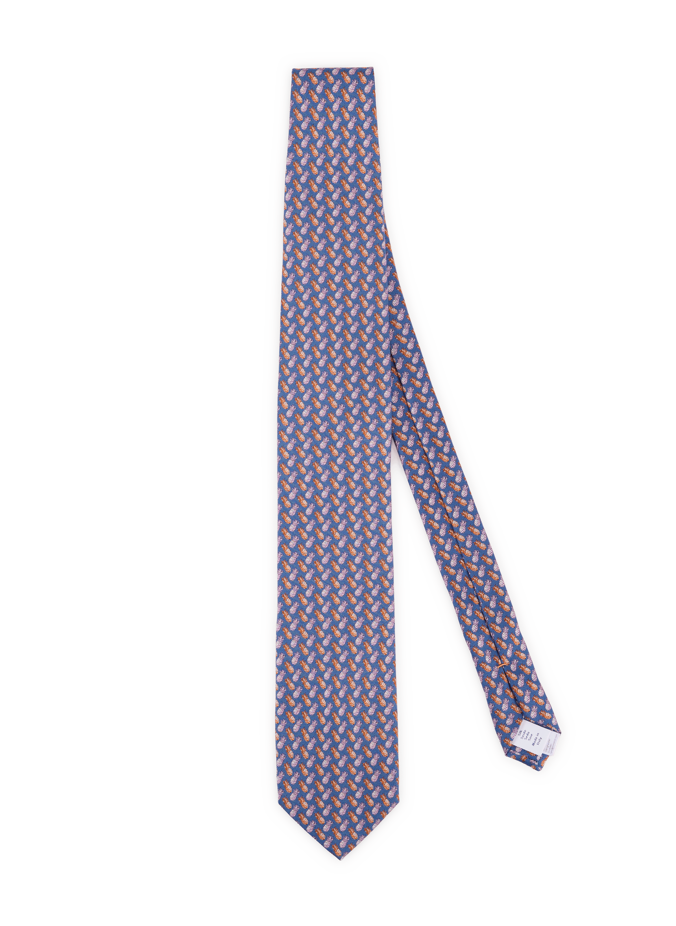 Cravate à motifs ananas en soie  ETON Bleu