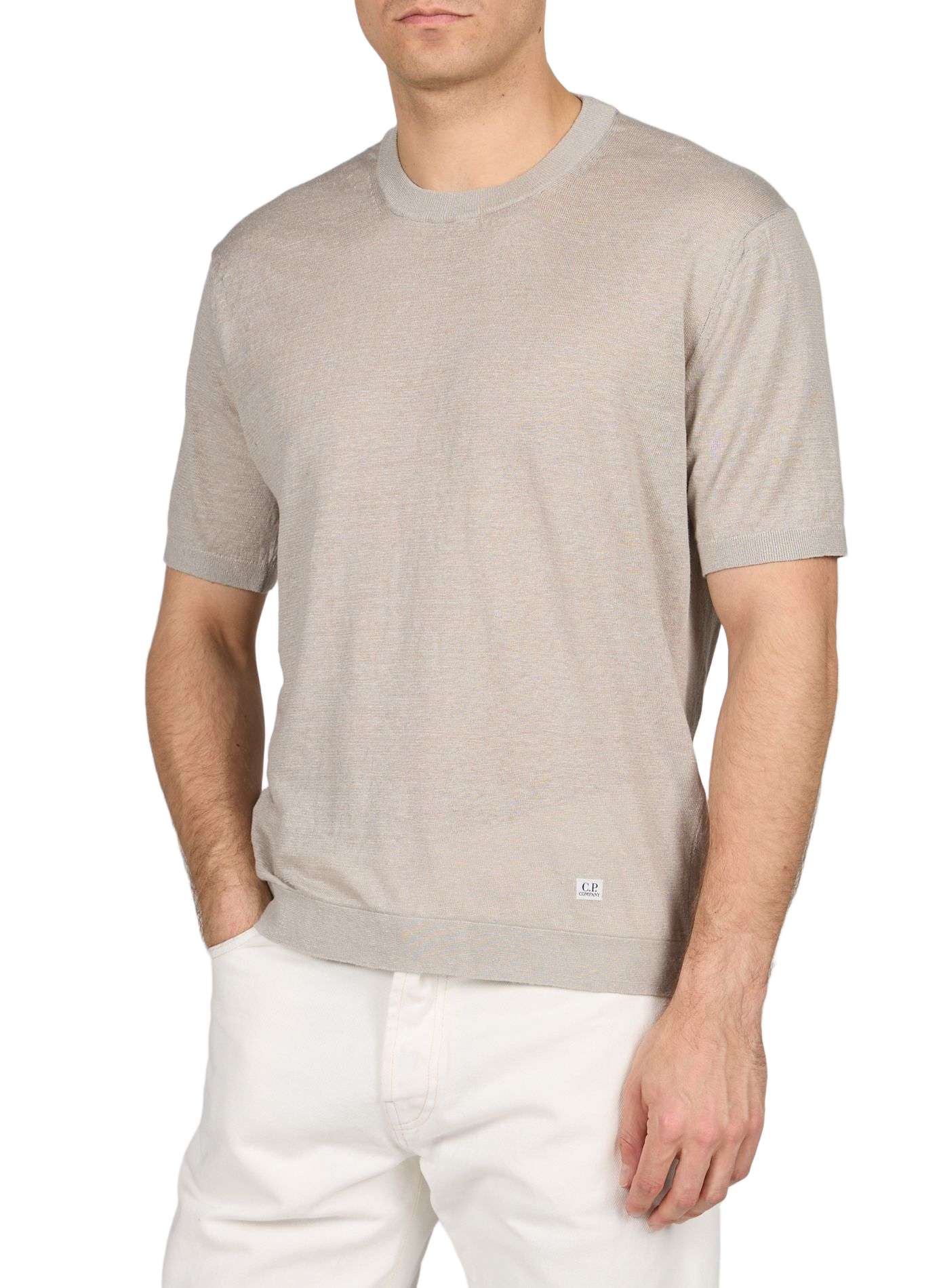 Short-sleeve linen sweater | Grey CP COMPANY Men