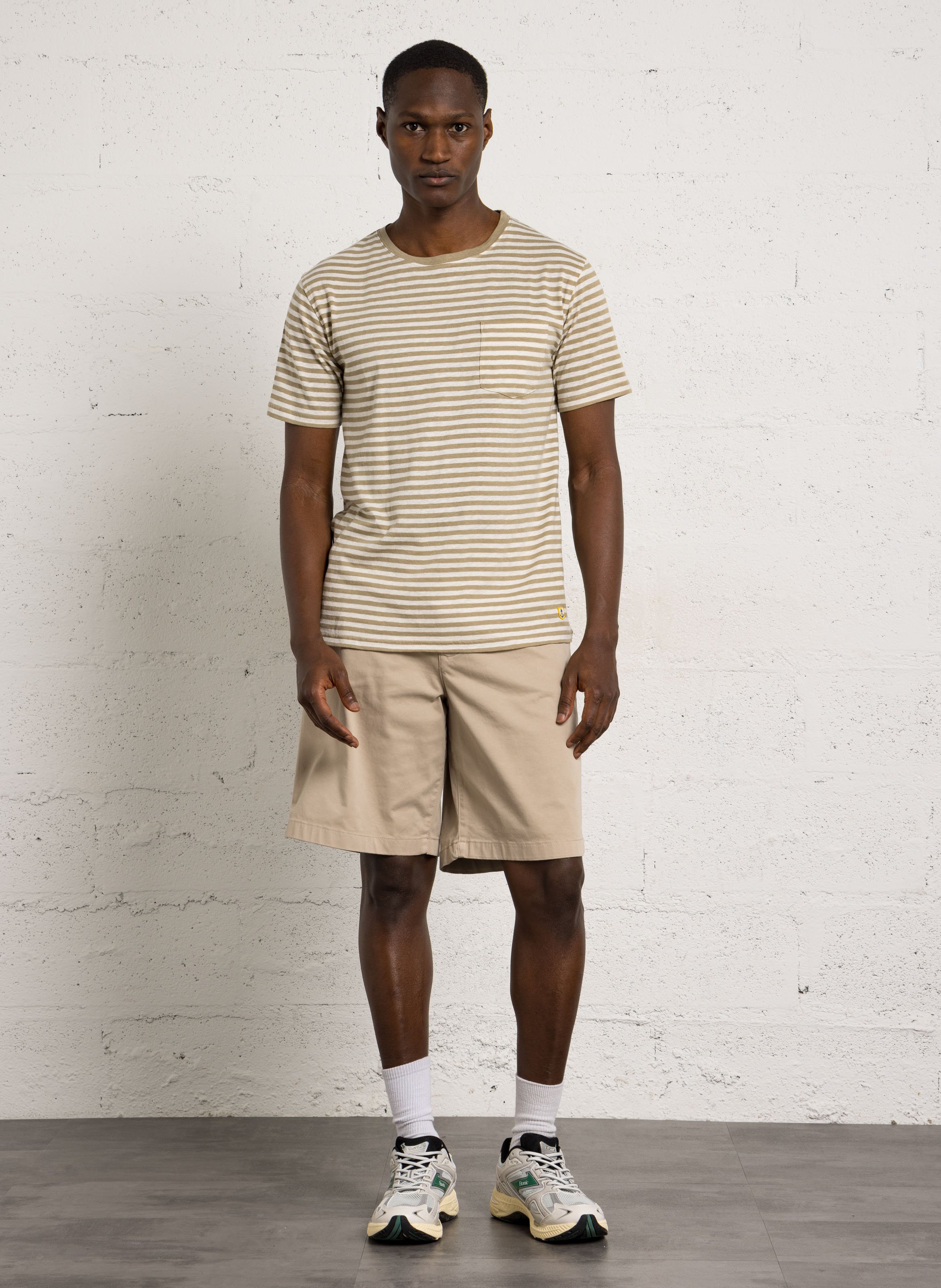Round neck regular-fit striped T-shirt in mixed cotton ARMOR-LUX Beige