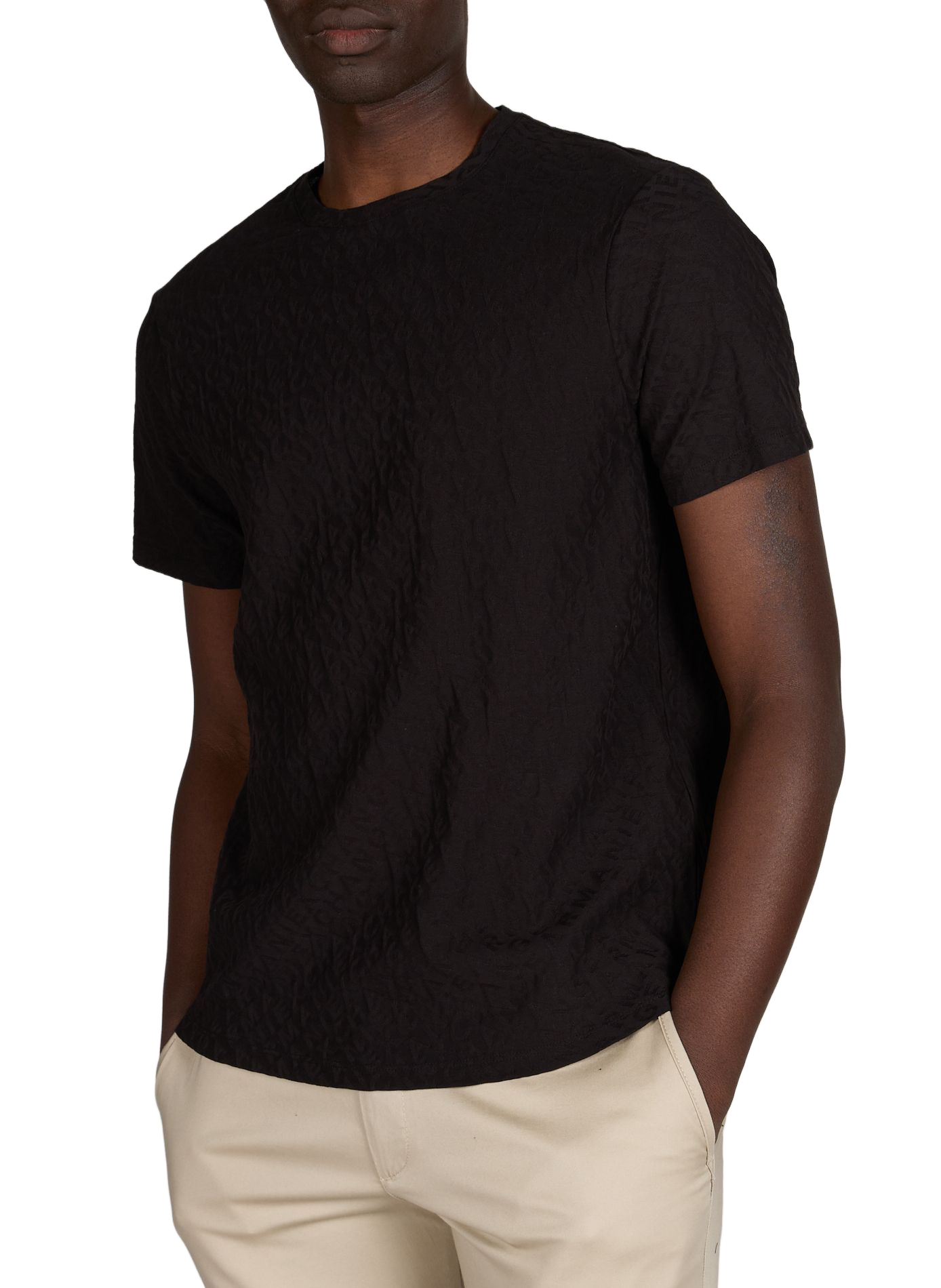 Round-neck cotton logo T-shirt ARMANI EXCHANGE Black