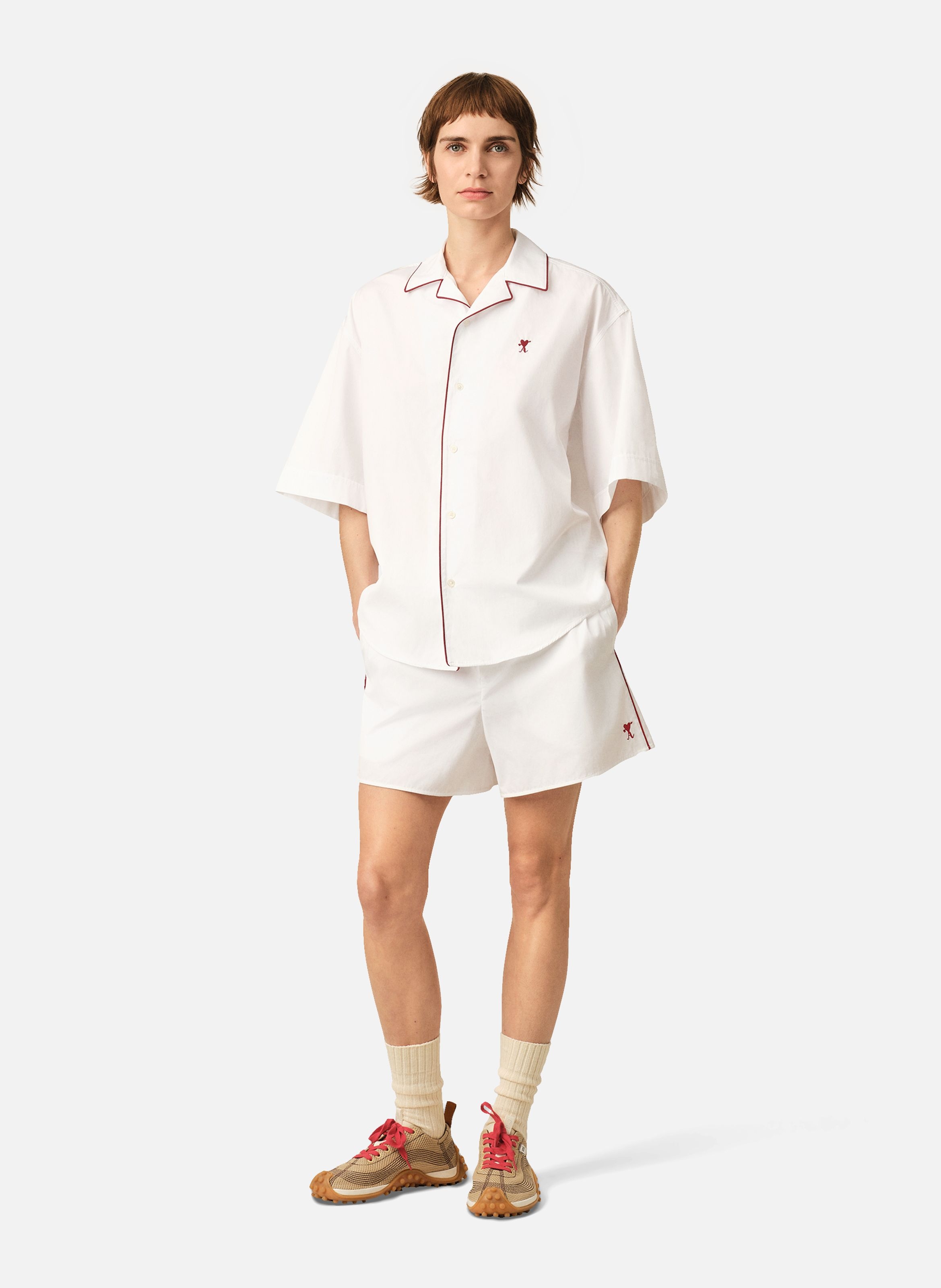 Short ami de coeur flèche unisexe en coton AMI PARIS Blanc