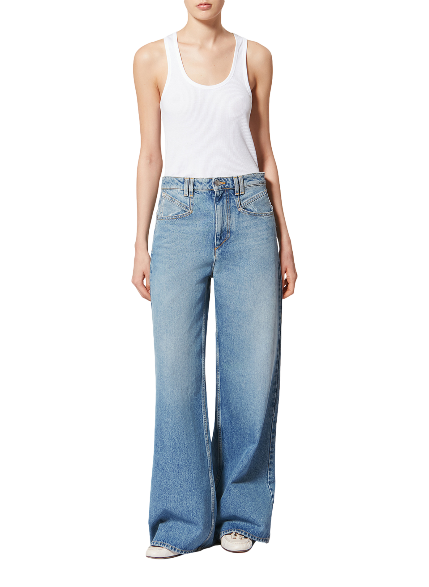 Jean Lemony coupe large en coton Bleu
